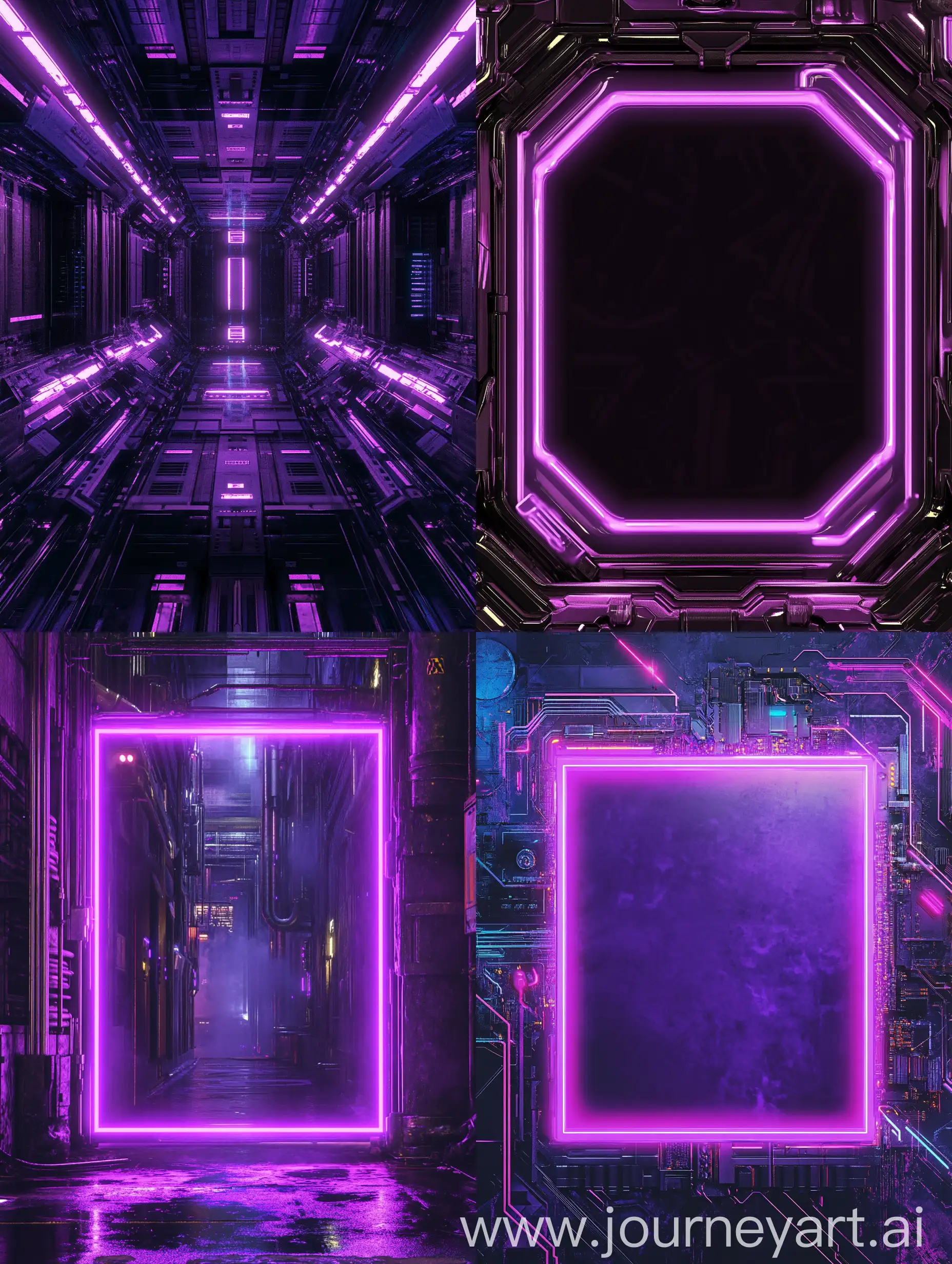 Purple-Neon-Cyberpunk-Style-Card-Frame-with-Transparent-Background