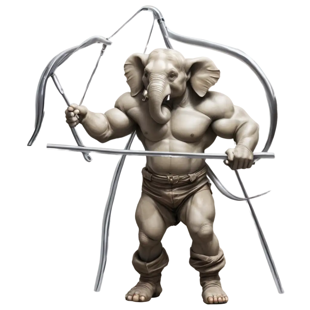 Muscle-Builder-Elephant-Character-Bending-TMT-Steel-Bar-PNG-Image