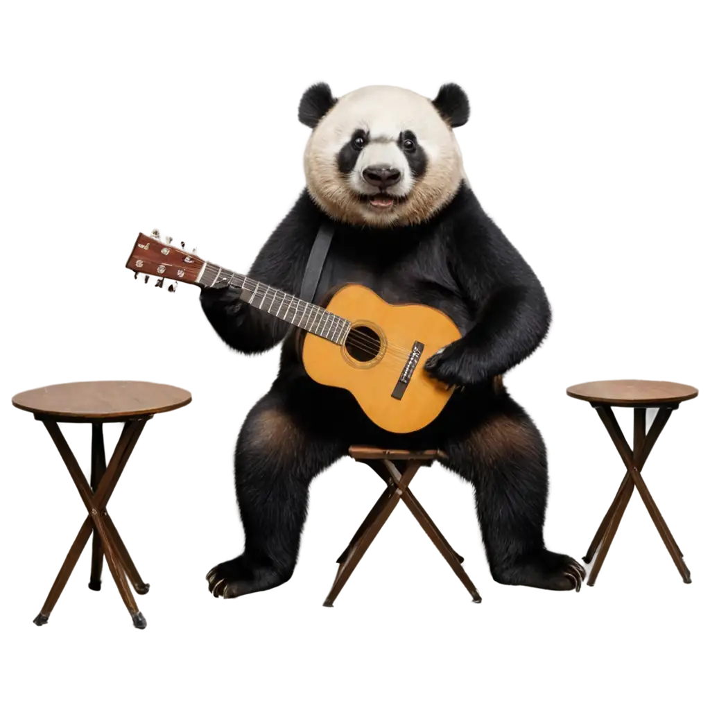 PotBellied-Panda-Bear-Playing-Guitar-on-a-Corner-Bar-Table-PNG-Image