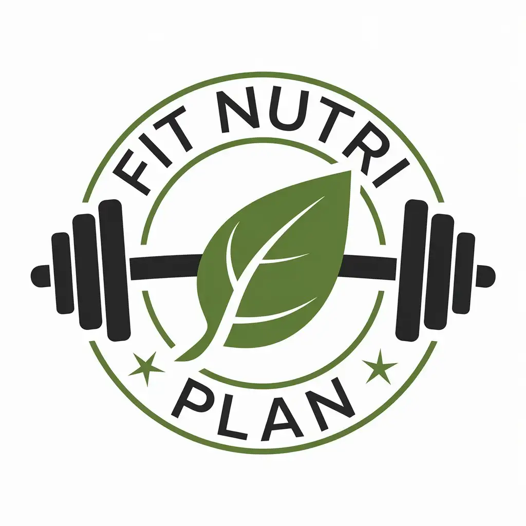 LOGO Design for Fit Nutri Plan Leaf Dumbbell Symbol for Sports Fitness Industry