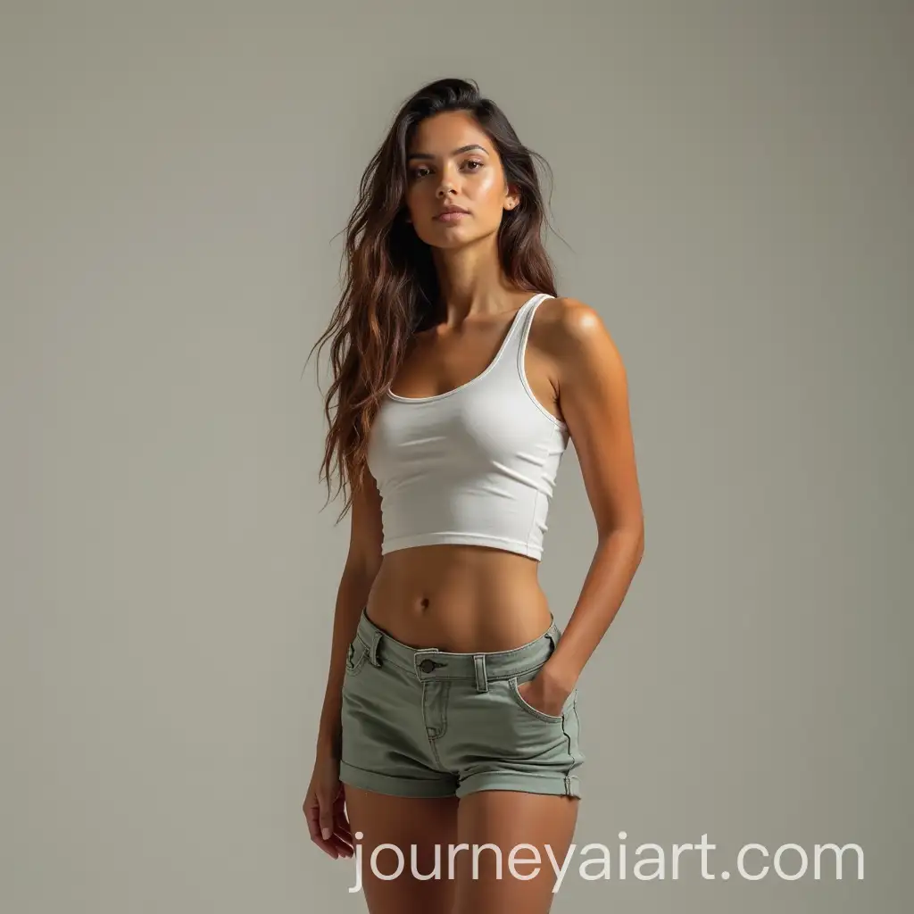 Young-Woman-in-Tank-Top-and-Shorts-Casual-Summer-Fashion
