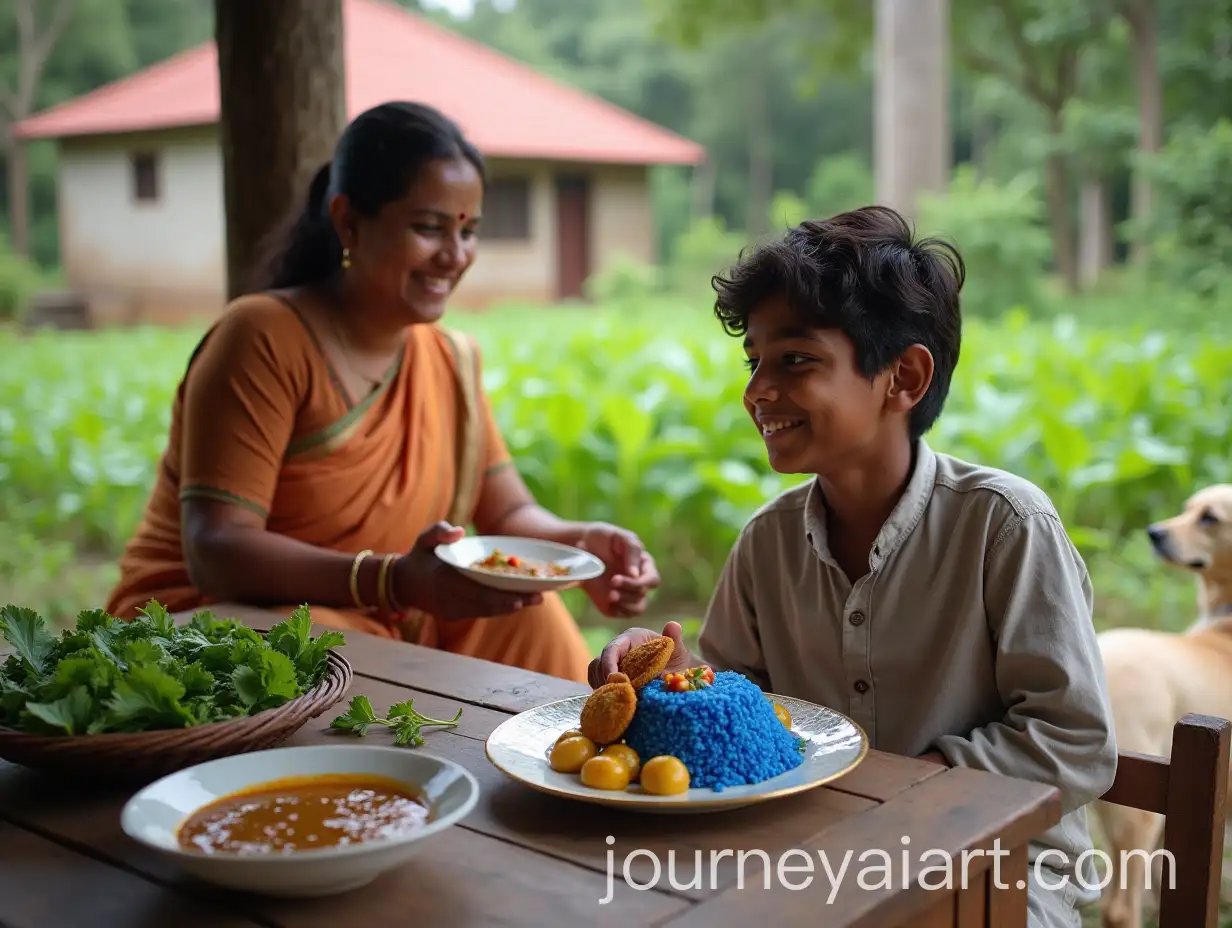 Young-Indian-Man-Enjoying-Traditional-Meal-at-Rural-Farmhouse