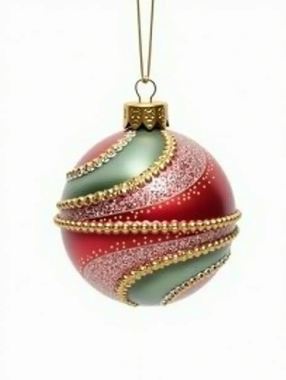 Colorful Retro Christmas Ornament on White Background