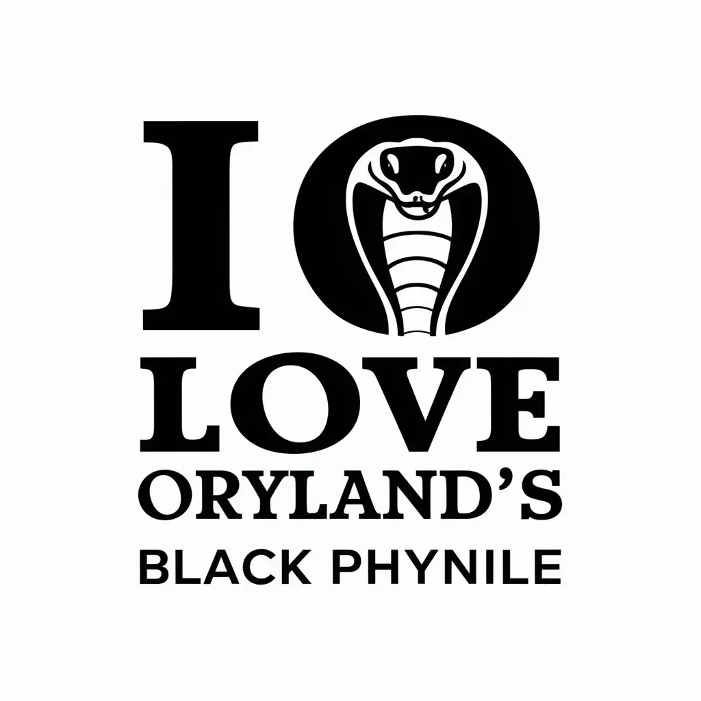 LOGO Design For I Love Orylands Black Phynile Cobra Snake Theme on Clear Background