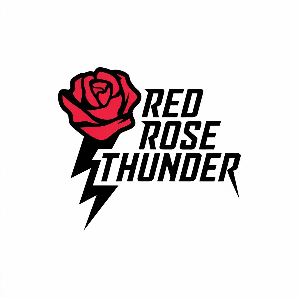 LOGO Design for Red Rose Thunder Red Rose Thunder Symbol with Black and Red for Sports Fitness Industry