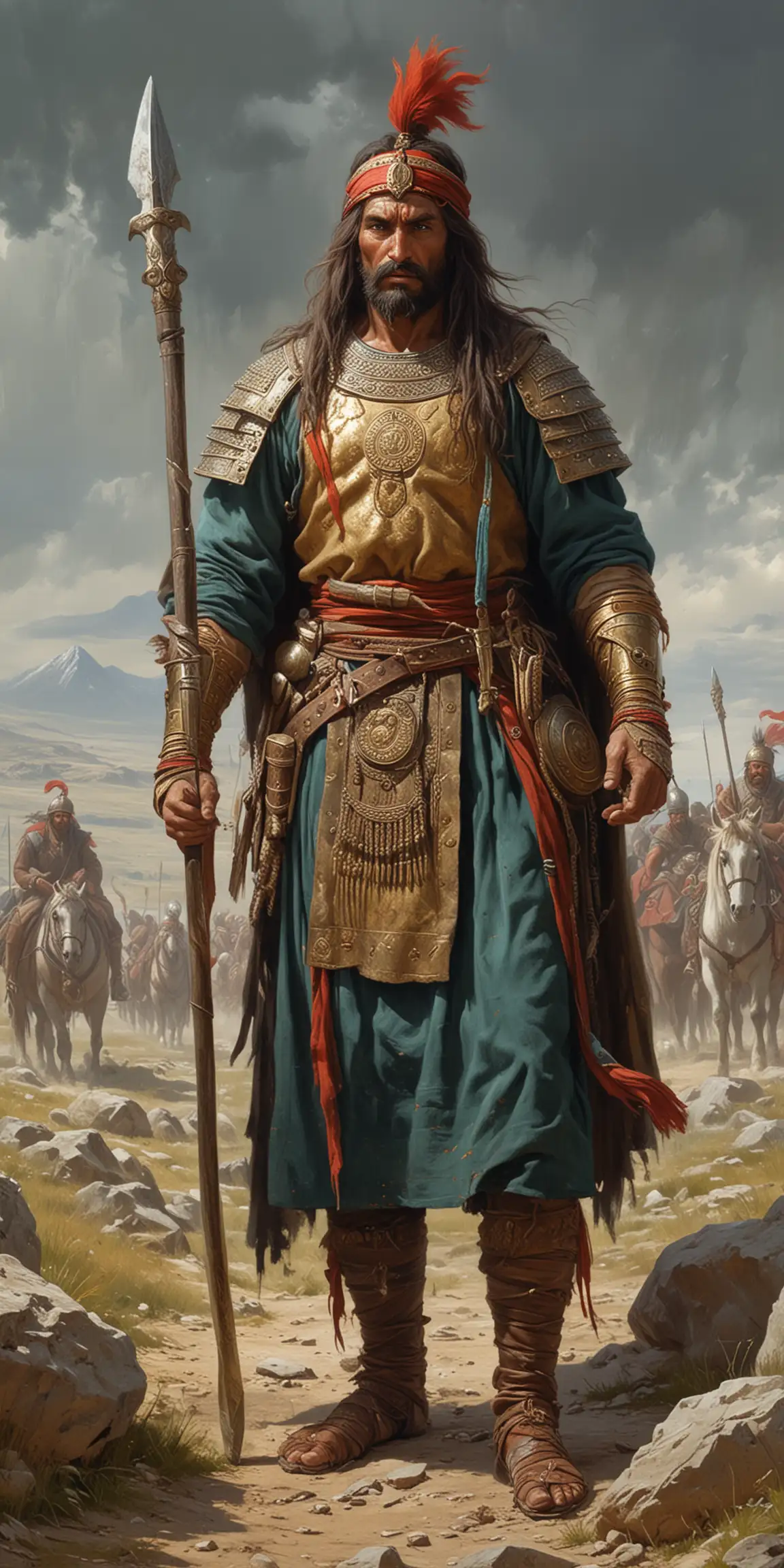 Bulgar Warrior God in Majestic Battle Pose