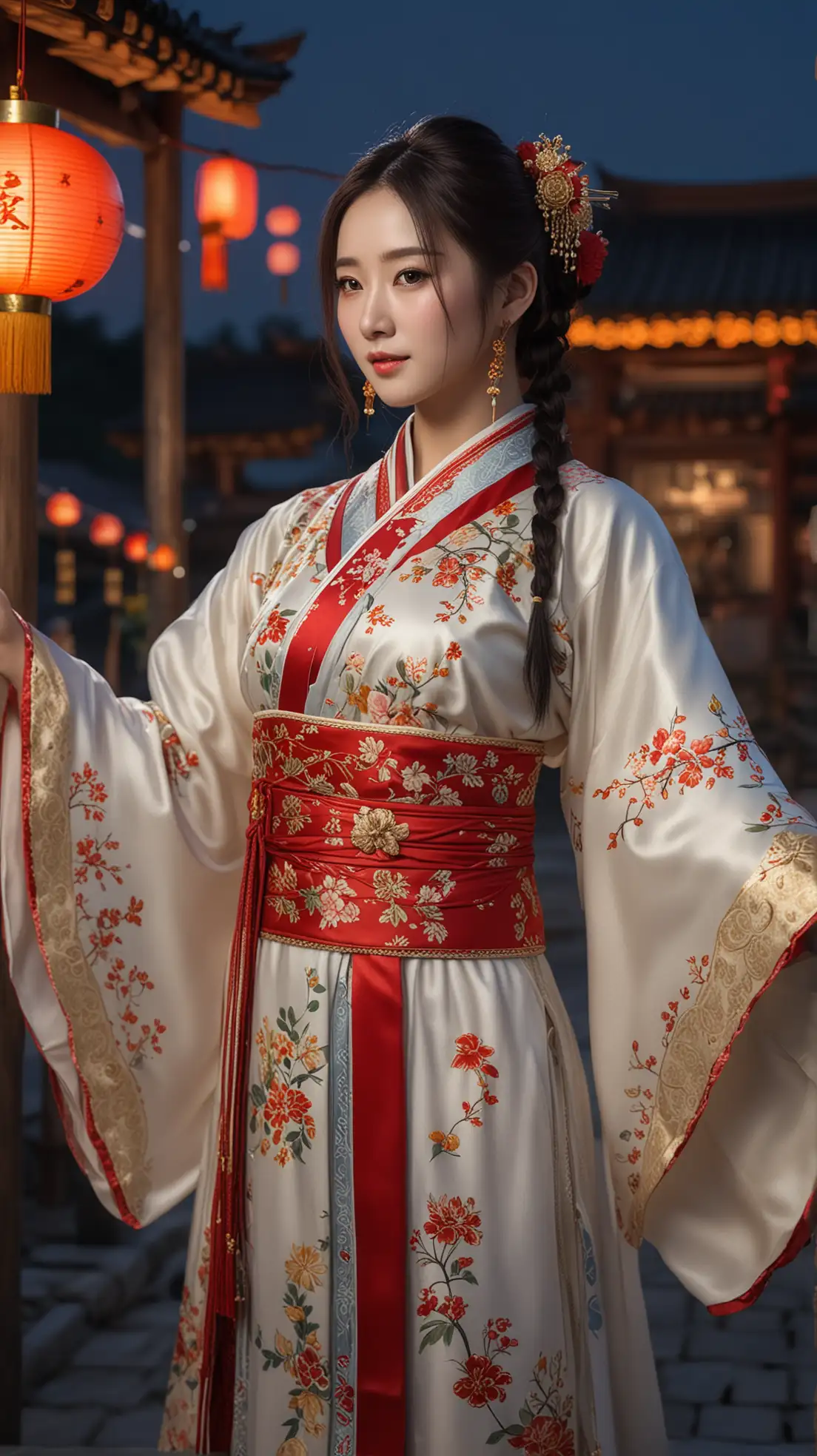 user_prompt: yangmi, chinese idol, hanfu, modern chinese clothes, china dress, night, outdoors, ((master piece)), ((best quality)), ((ultra high res)), (photorealistic:1.4), 8K, Nikon D750, ((Wide Angle)), 1girl, detailed face, upper body, <lora:yangmiV73-000007:0.72>