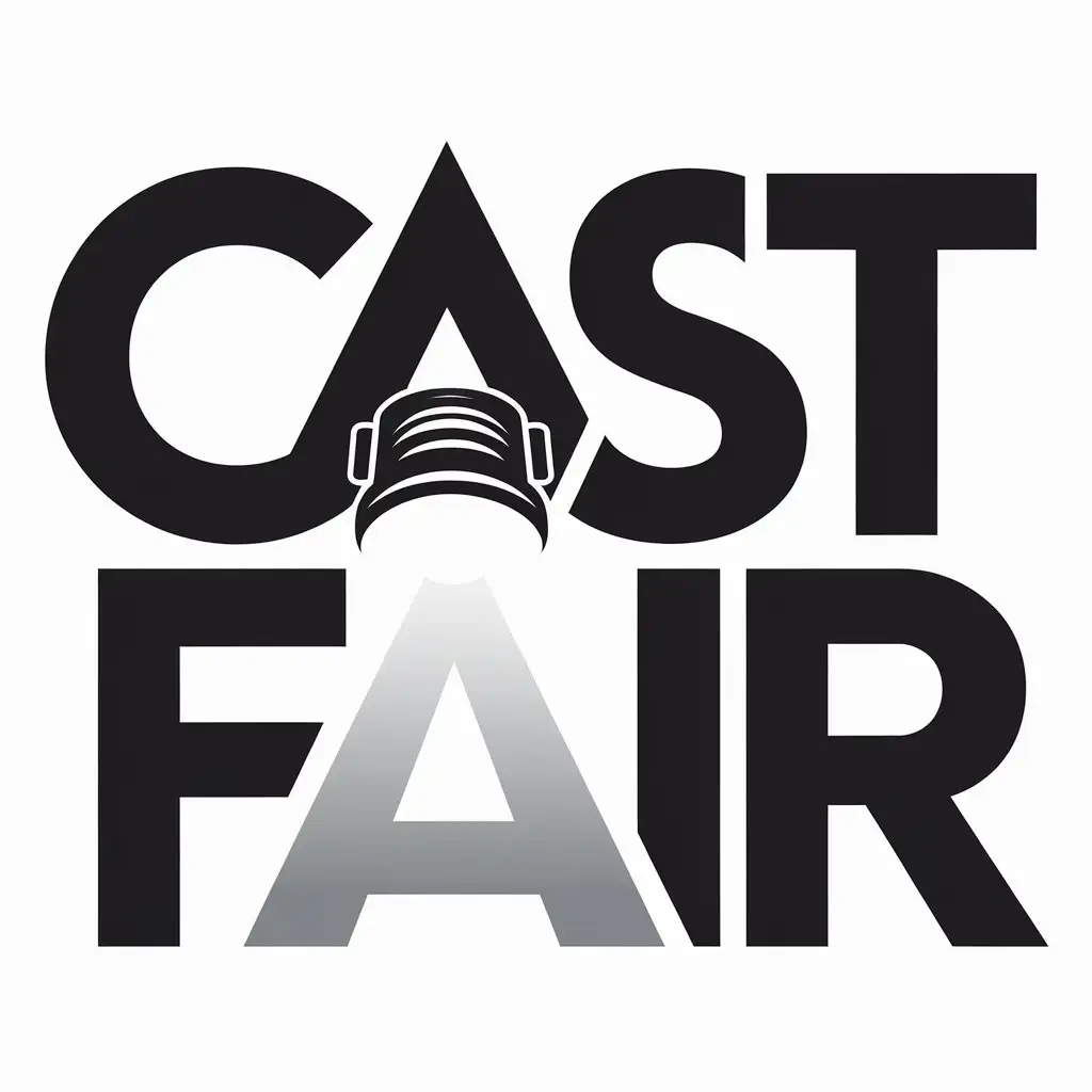 LOGO Design for Castfair Theater Spotlight Symbol with Overlapping Text and Clear Background