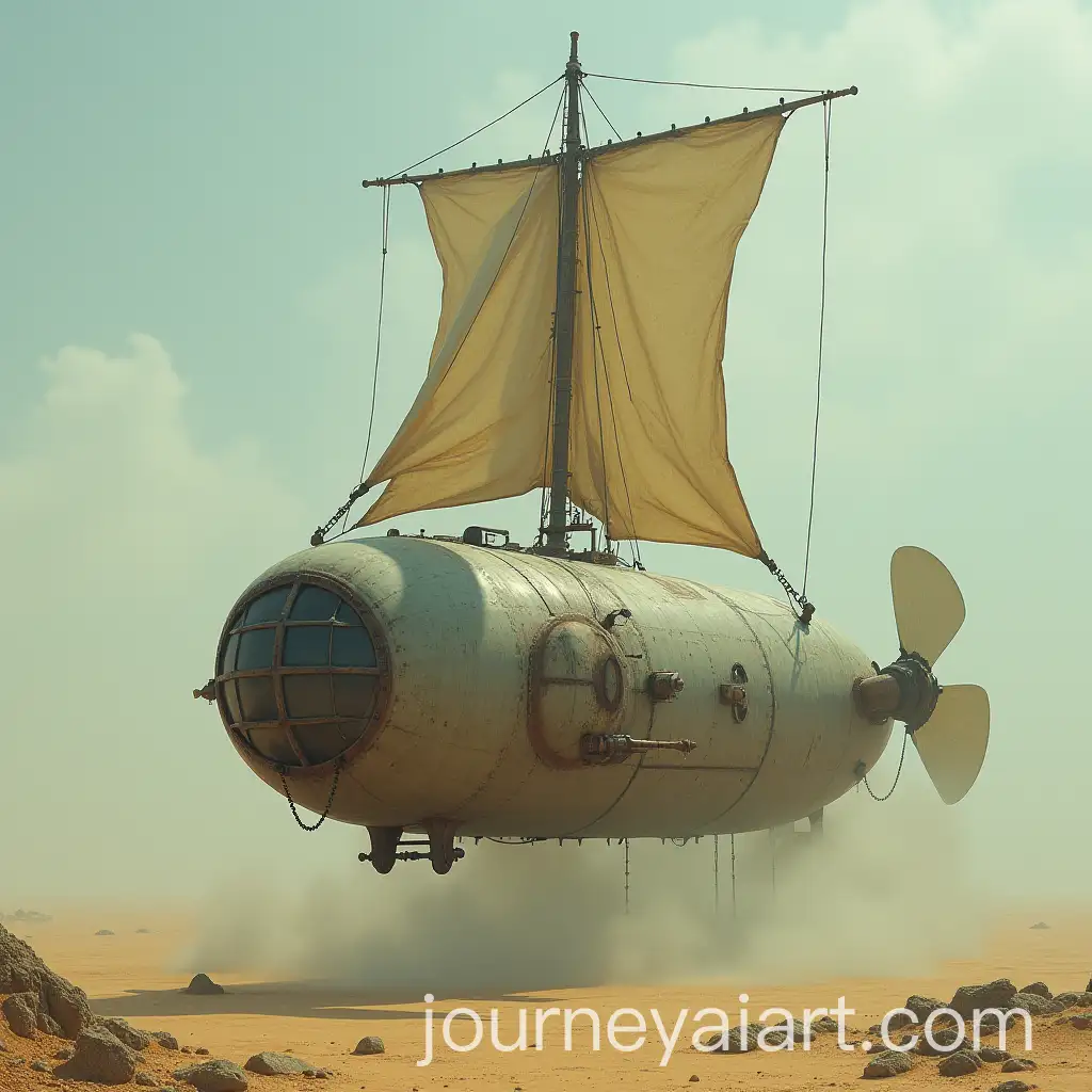 Fantasy-LowTech-Gasland-Traverse-Vehicle-with-Updraft-Tarp-and-Rusty-Propeller