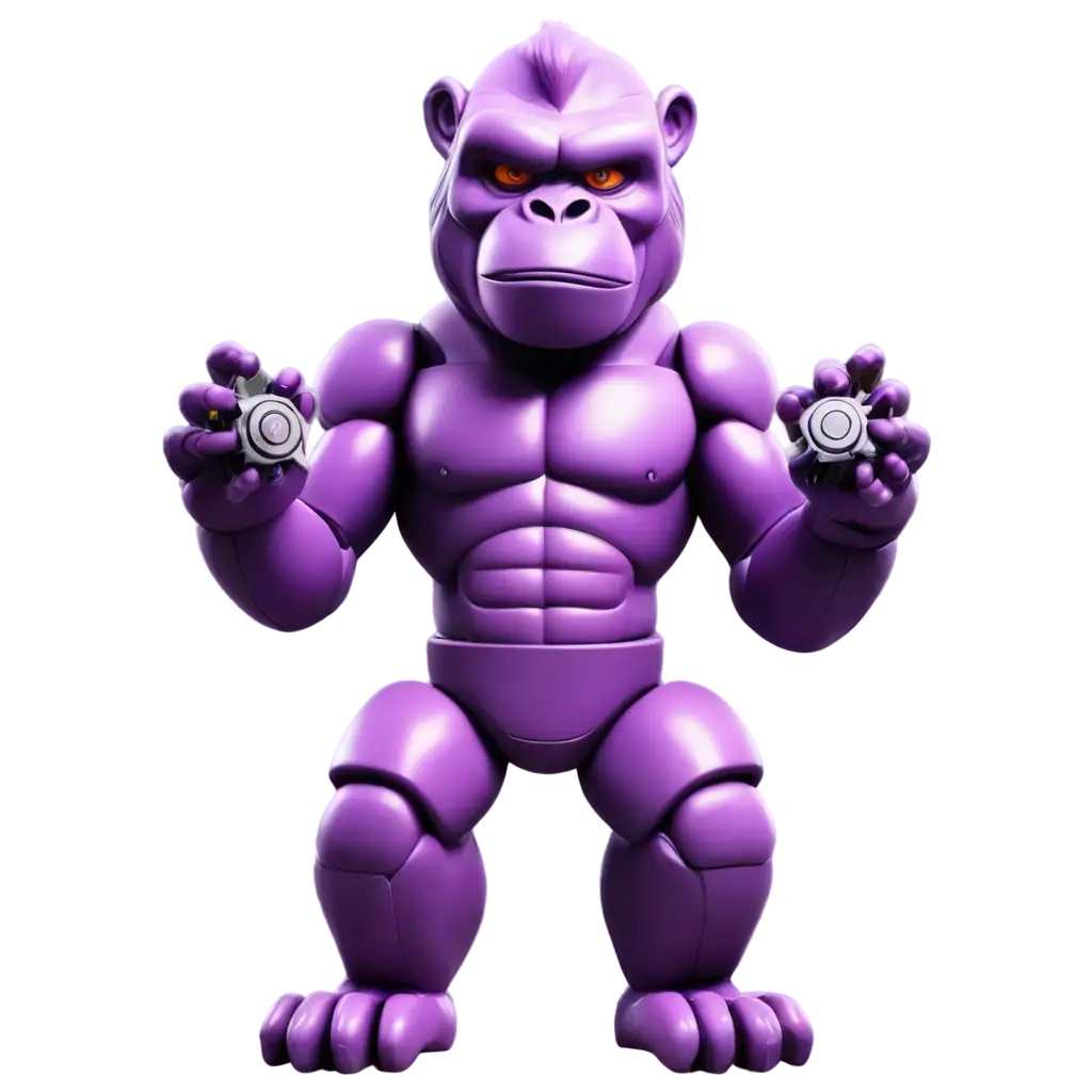 PURPLE-Cartoon-Robotic-Gorilla-Holding-a-Shuriken-PNG-Image