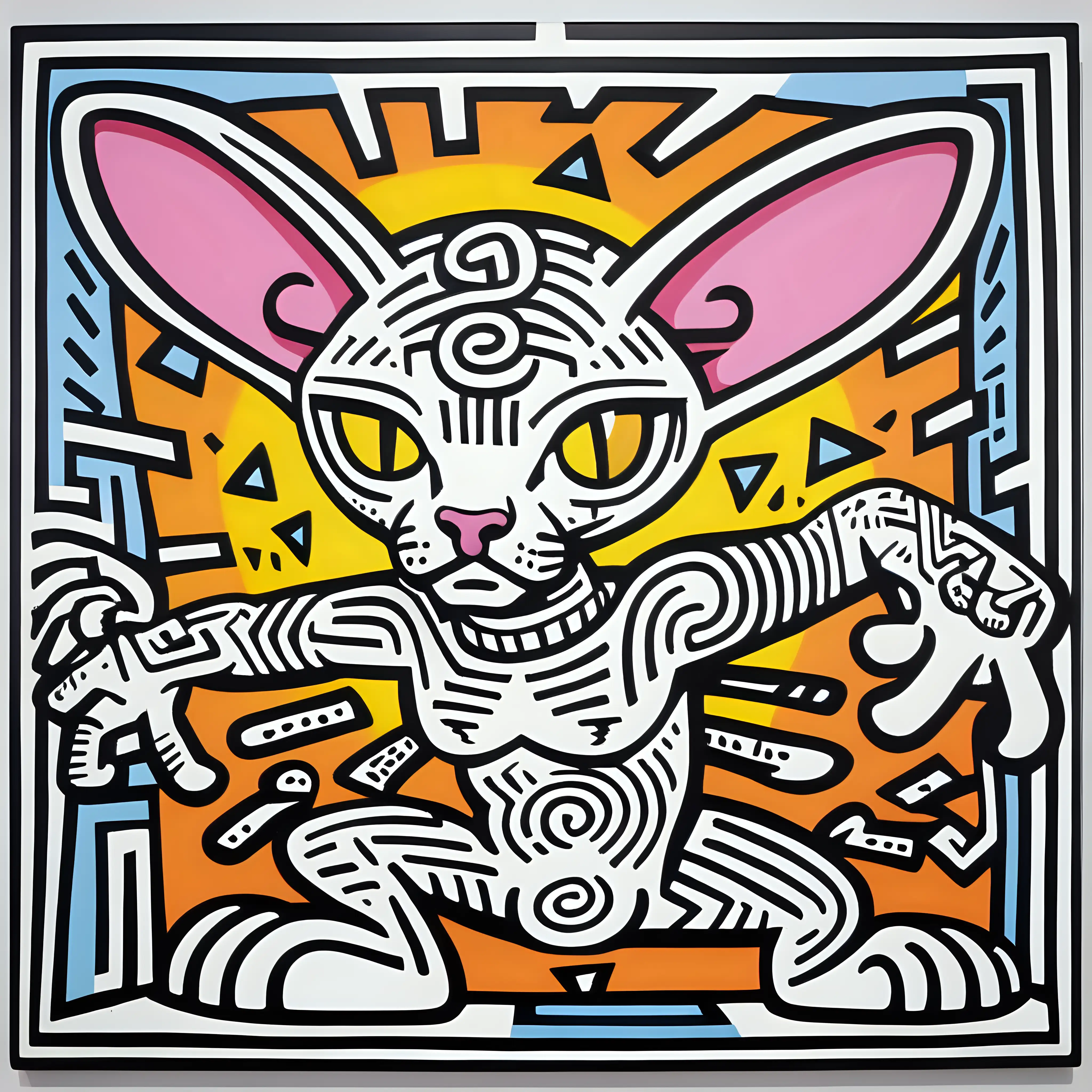 Dynamic Keith HaringInspired Sphynx Artwork