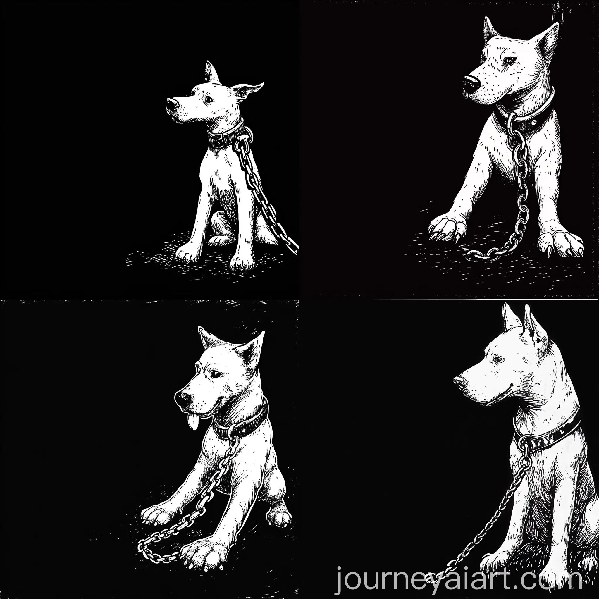 Illustration-of-Dogs-Hand-with-Collar-Chain-in-Black-and-White