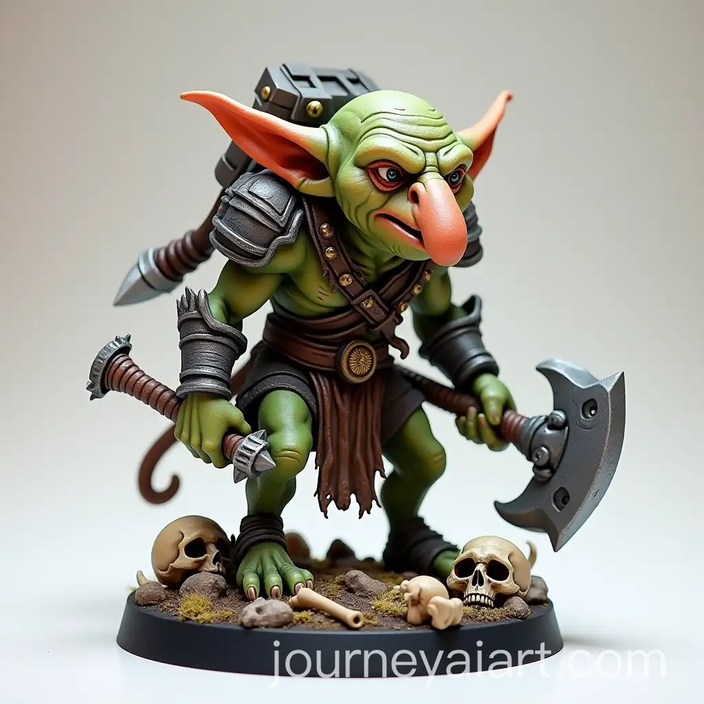 Stylized-Goblin-Warrior-in-Dynamic-Battle-Pose-with-Skull-Base