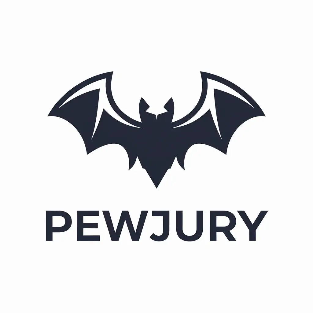 a vector logo design,with the text "pewjury", main symbol:bat,Moderate,be used in Home Family industry,clear background