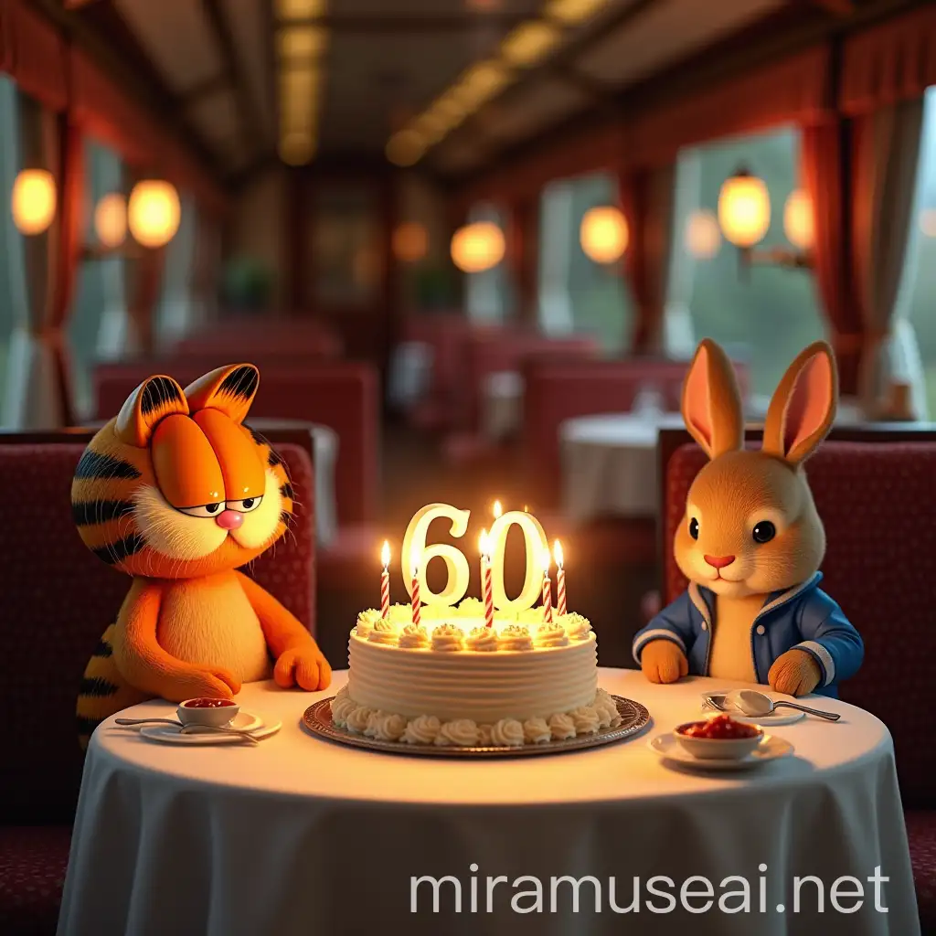 Luxurious Birthday Celebration on Train Carriage with Garfield and Peter Rabbit