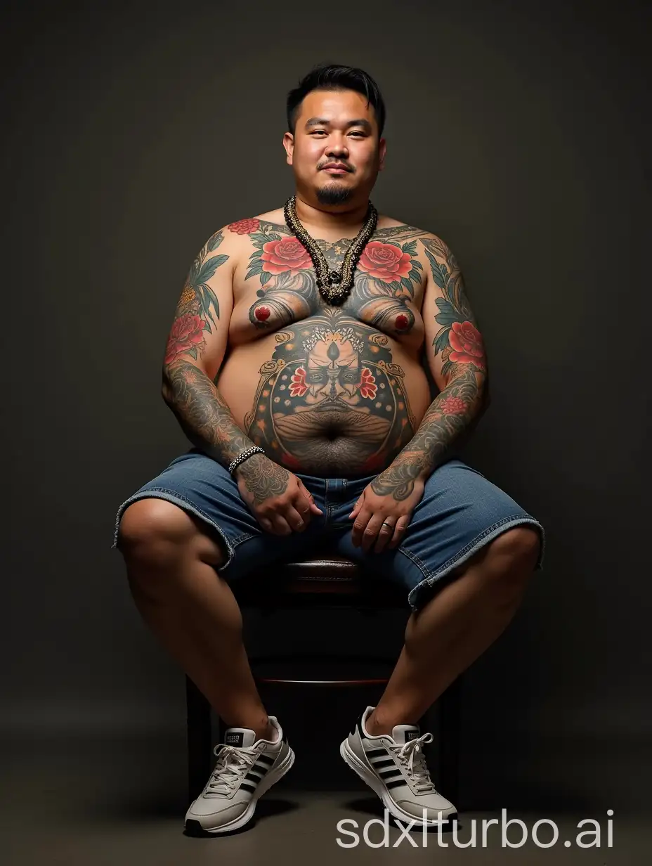 Indonesian-Man-with-Full-Body-Japanese-Yakuza-Tattoo-Sitting-on-Chair