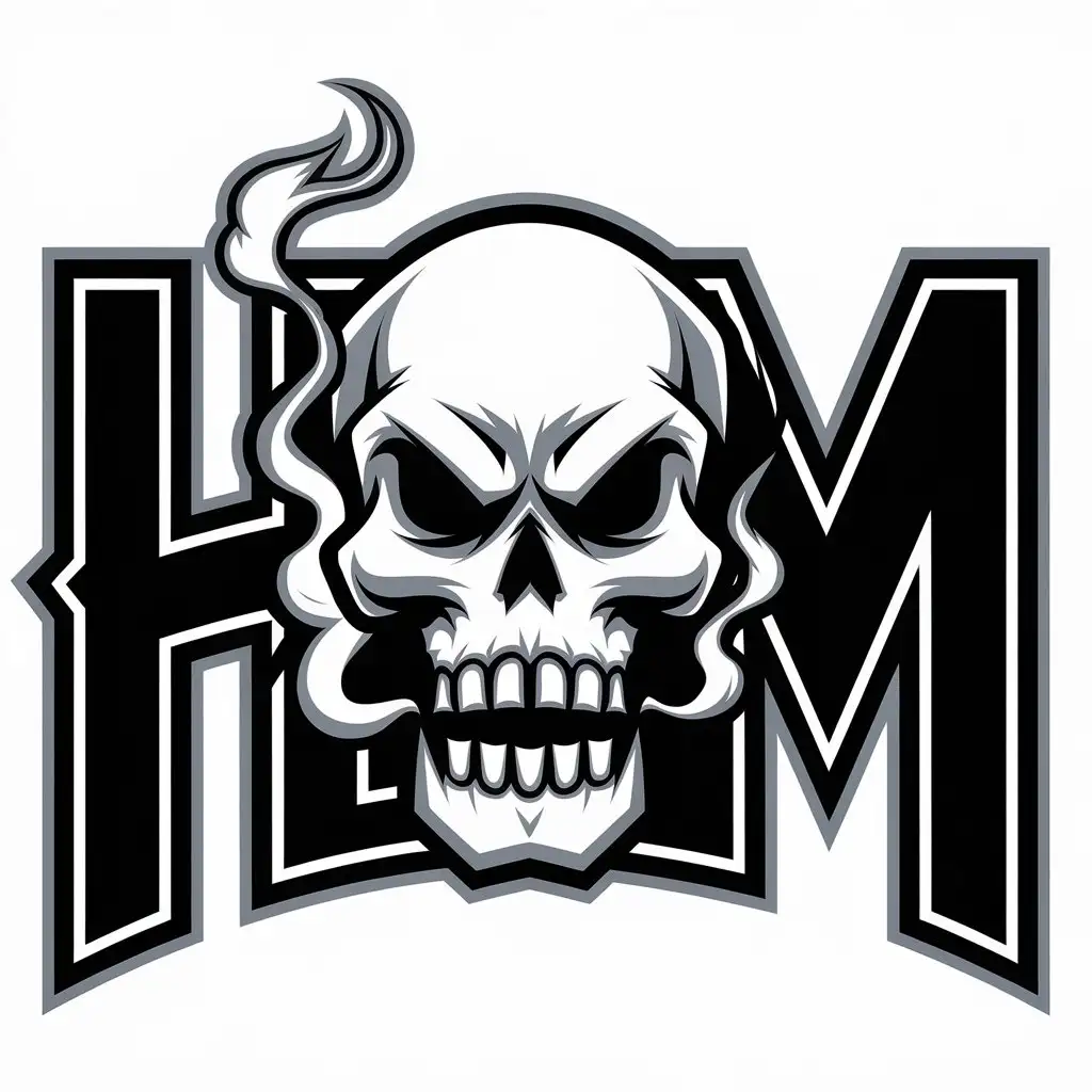 a vector logo design,with the text "HOM", main symbol:skull smoke,Moderate,be used in Entertainment industry,clear background