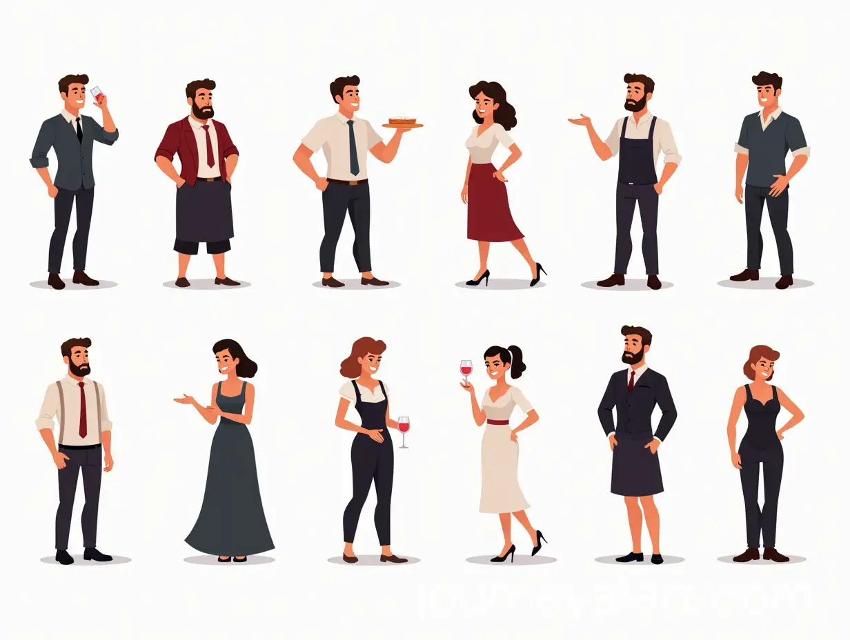 Luxury-Dressed-Game-Characters-and-Restaurant-Servers-Spritesheet