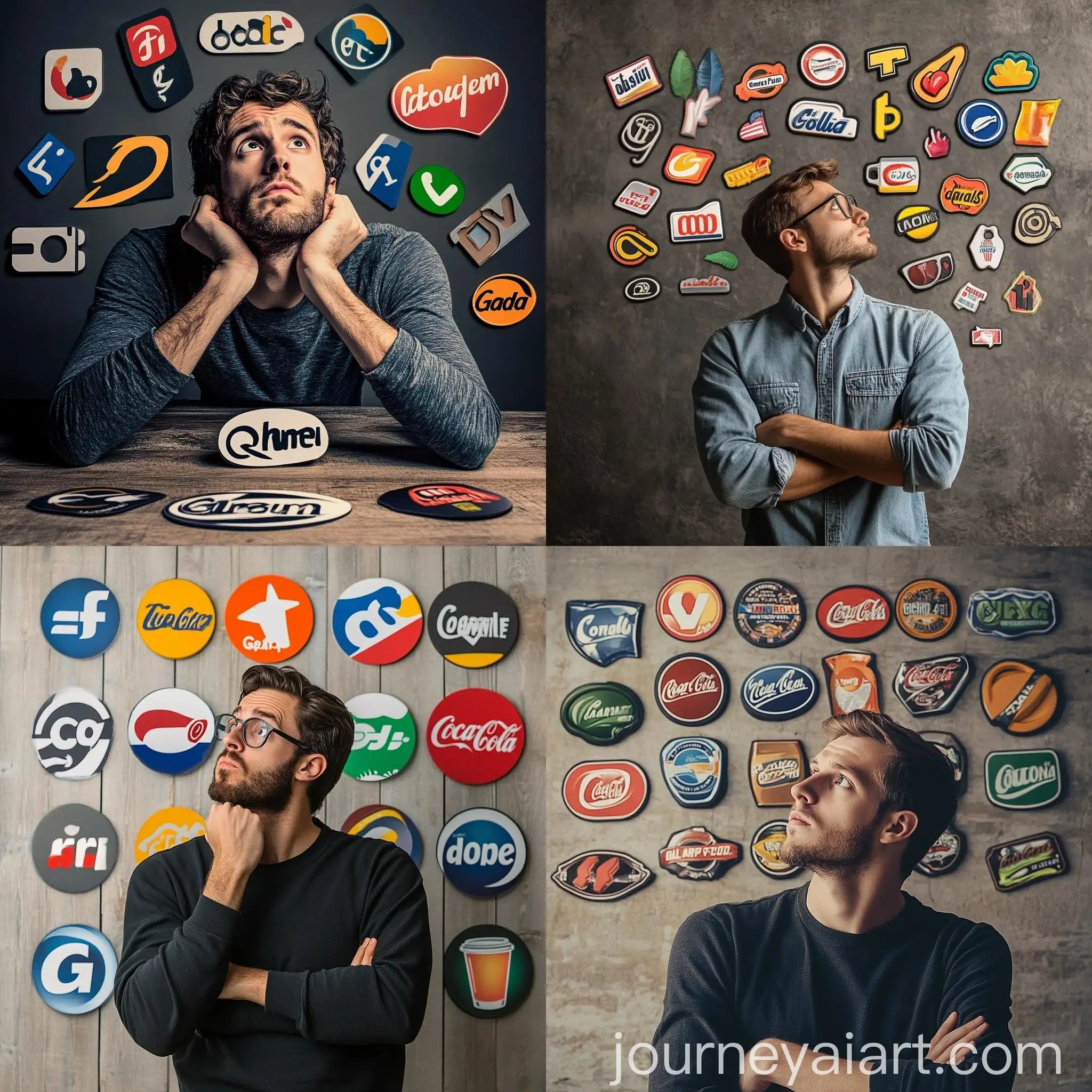 Man-Choosing-Between-Global-Brand-Logos-Confused-Consumer-Decision