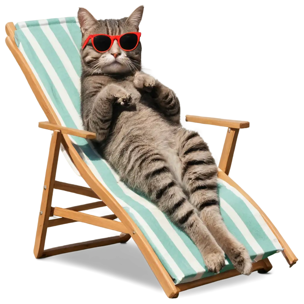 PNG-Image-Cat-in-Sunglasses-Relaxing-on-a-Beach-Chair