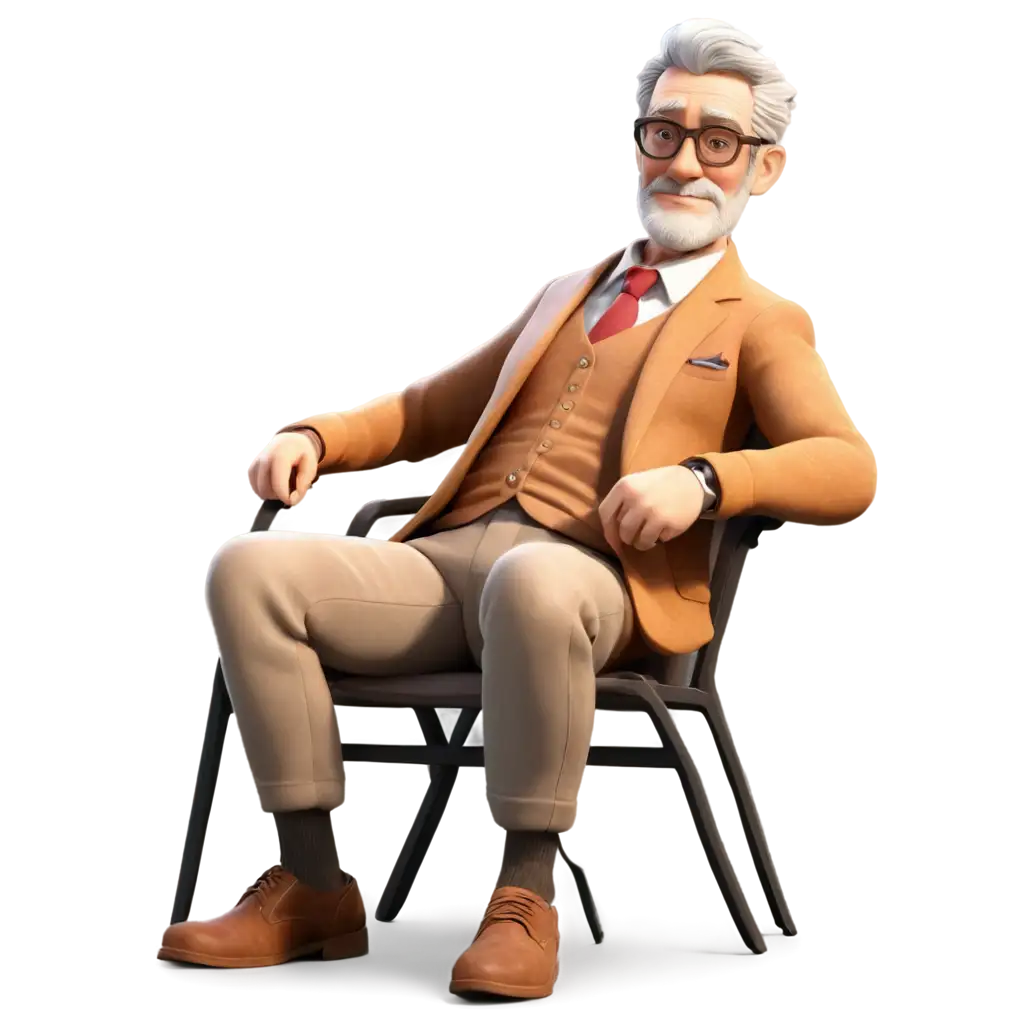 3D-Character-PNG-of-an-Old-Man-Relaxing-on-a-Chair-Perfect-for-Various-Creative-Projects