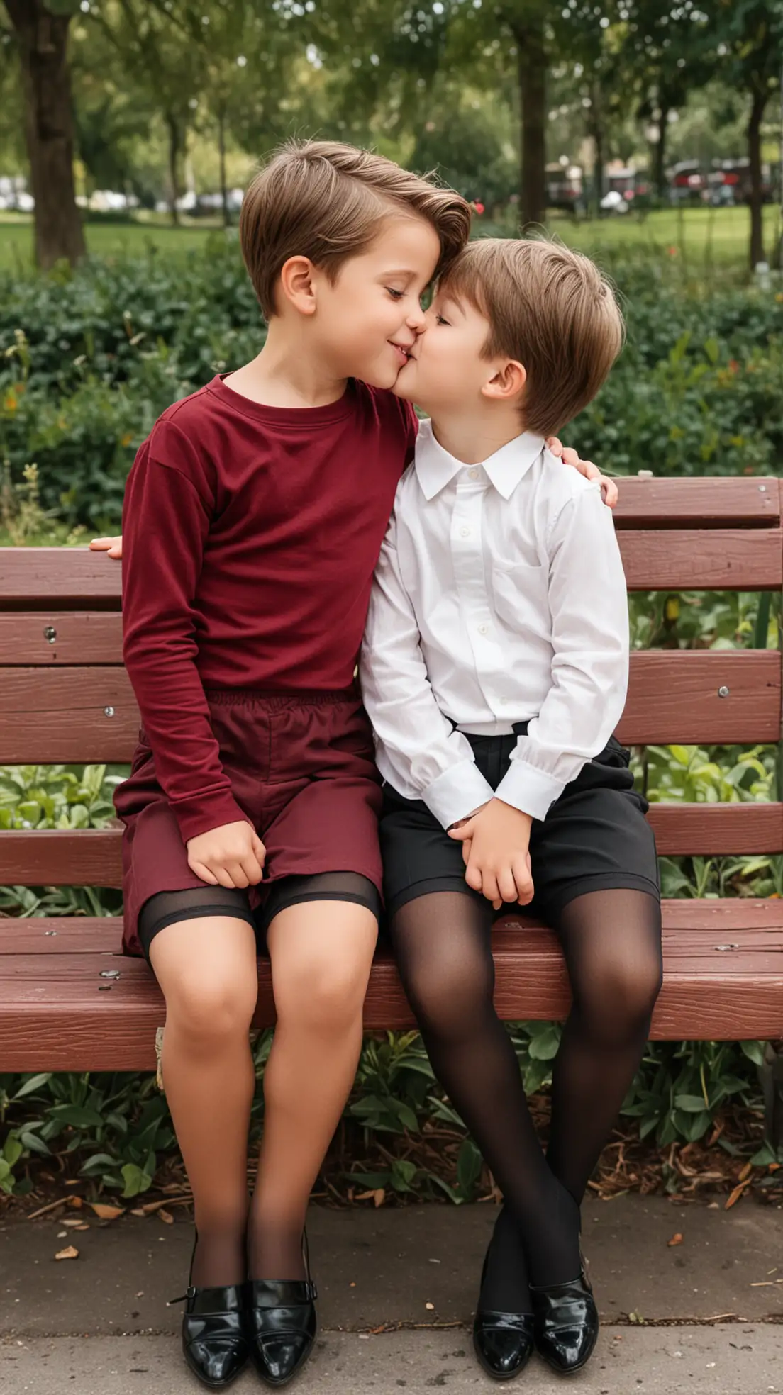 Two-Boys-in-Wine-Red-Crop-Tops-and-Black-Heels-Sitting-on-a-Park-Bench