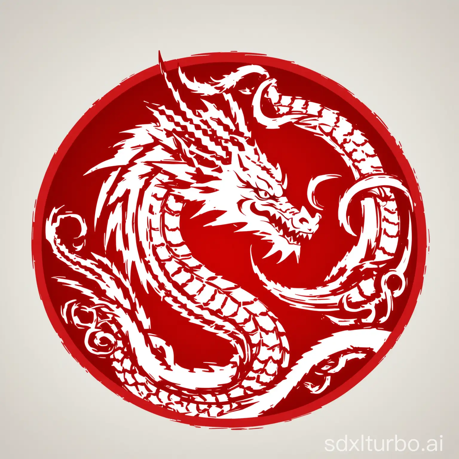 Japanese-Dragon-Logo-Design-White-Body-with-Red-Outline