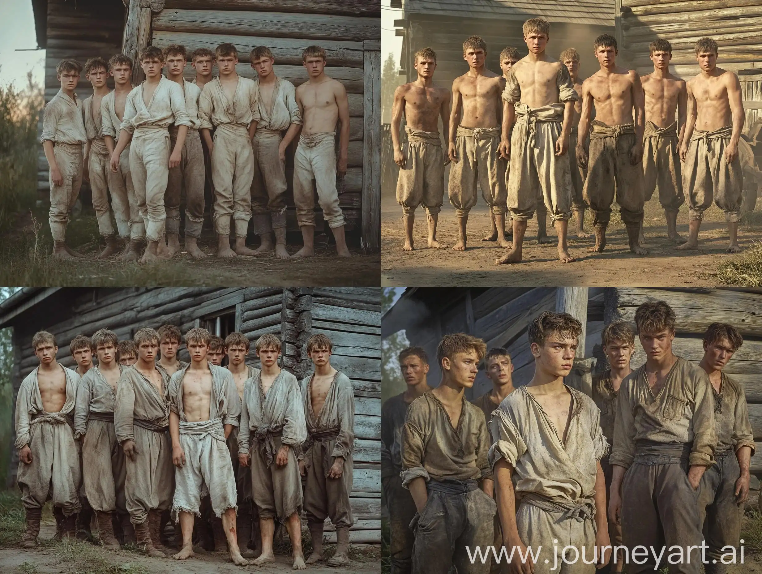 Young-Russian-Serfs-in-Rustic-Village-Setting