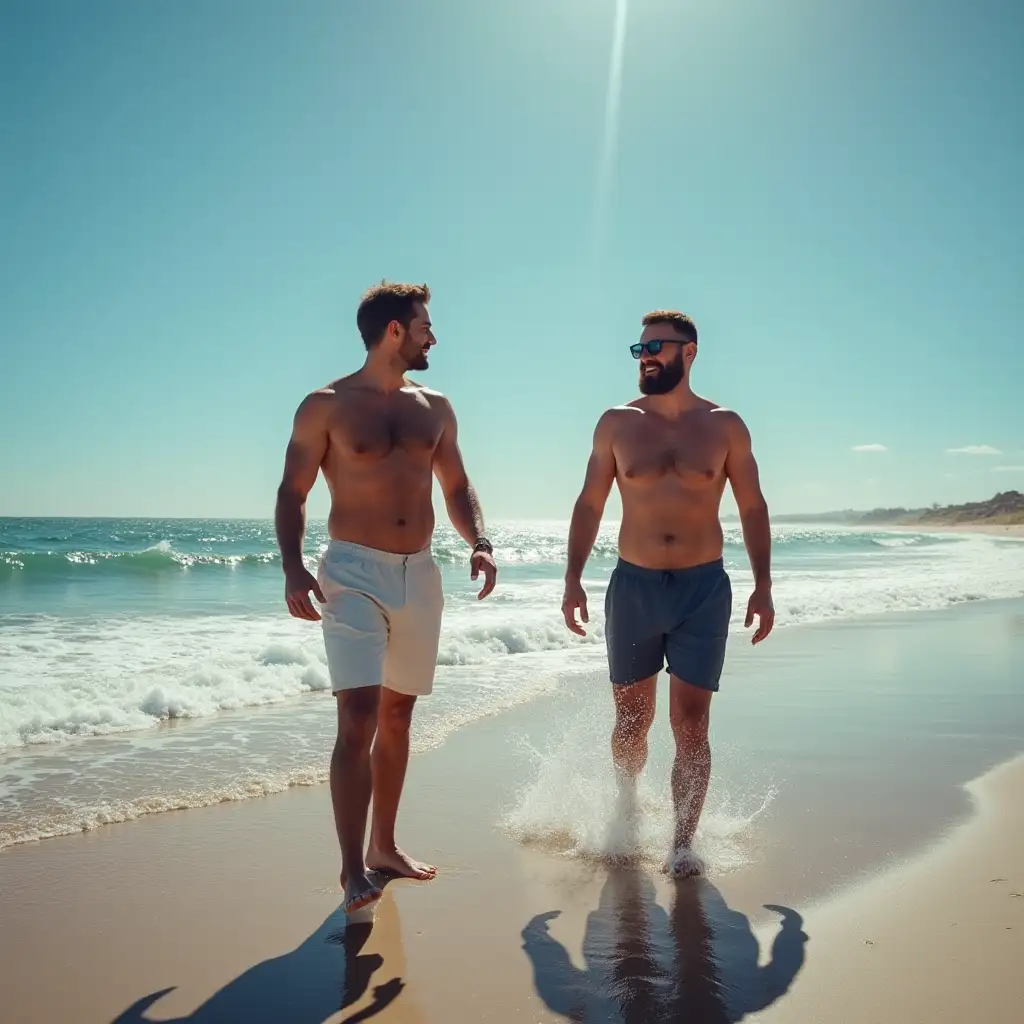 Two-Men-Relaxing-on-the-Beach-Enjoying-the-Ocean-Breeze