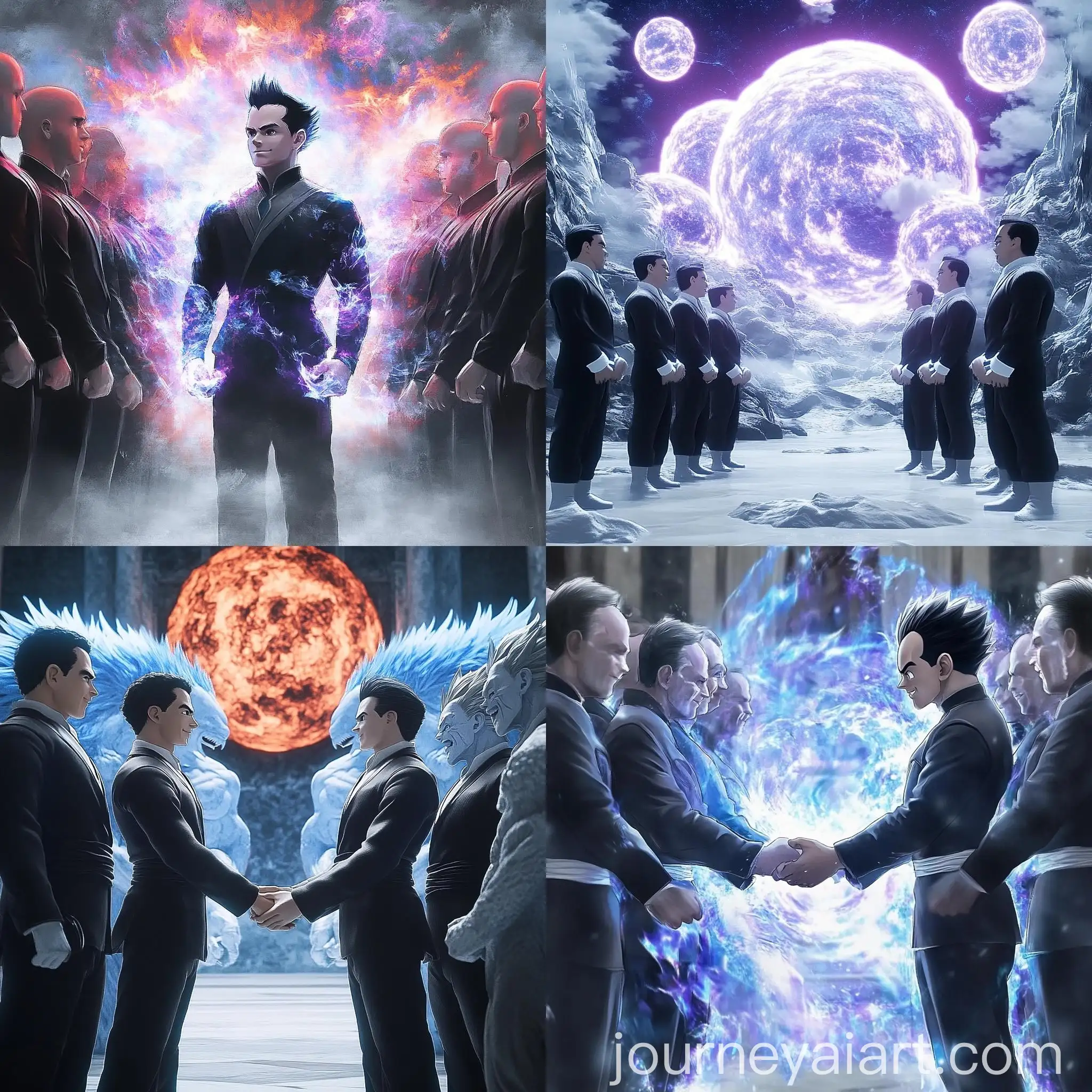 Futuristic-Alliance-Saiyans-and-Frost-Demons-Negotiating