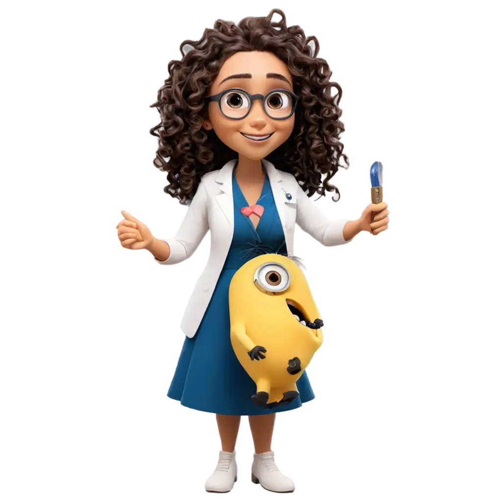 Avatar-Woman-Minion-Disney-Brunette-with-Curly-Hair-Pharmacist-PNG-Image