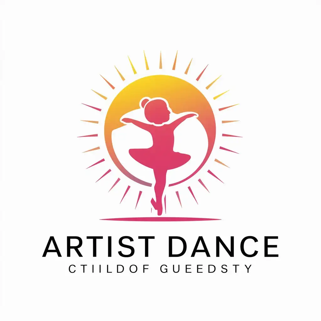 a vector logo design,with the text "artist dance", main symbol:dance children pink predominant sunshine,complex,be used in Education industry,clear background