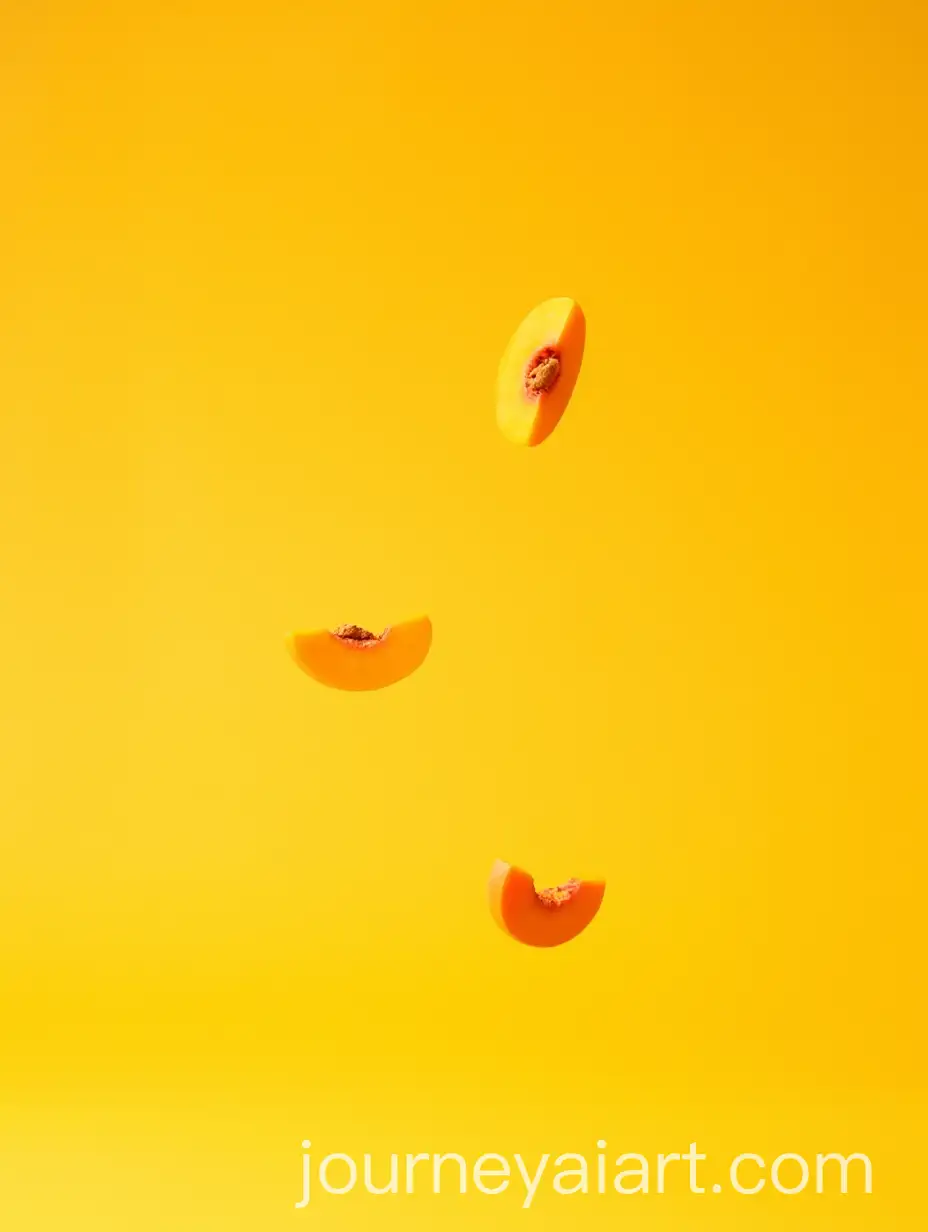Flying-Sliced-Peaches-and-Maracuya-on-a-YellowOrange-Background