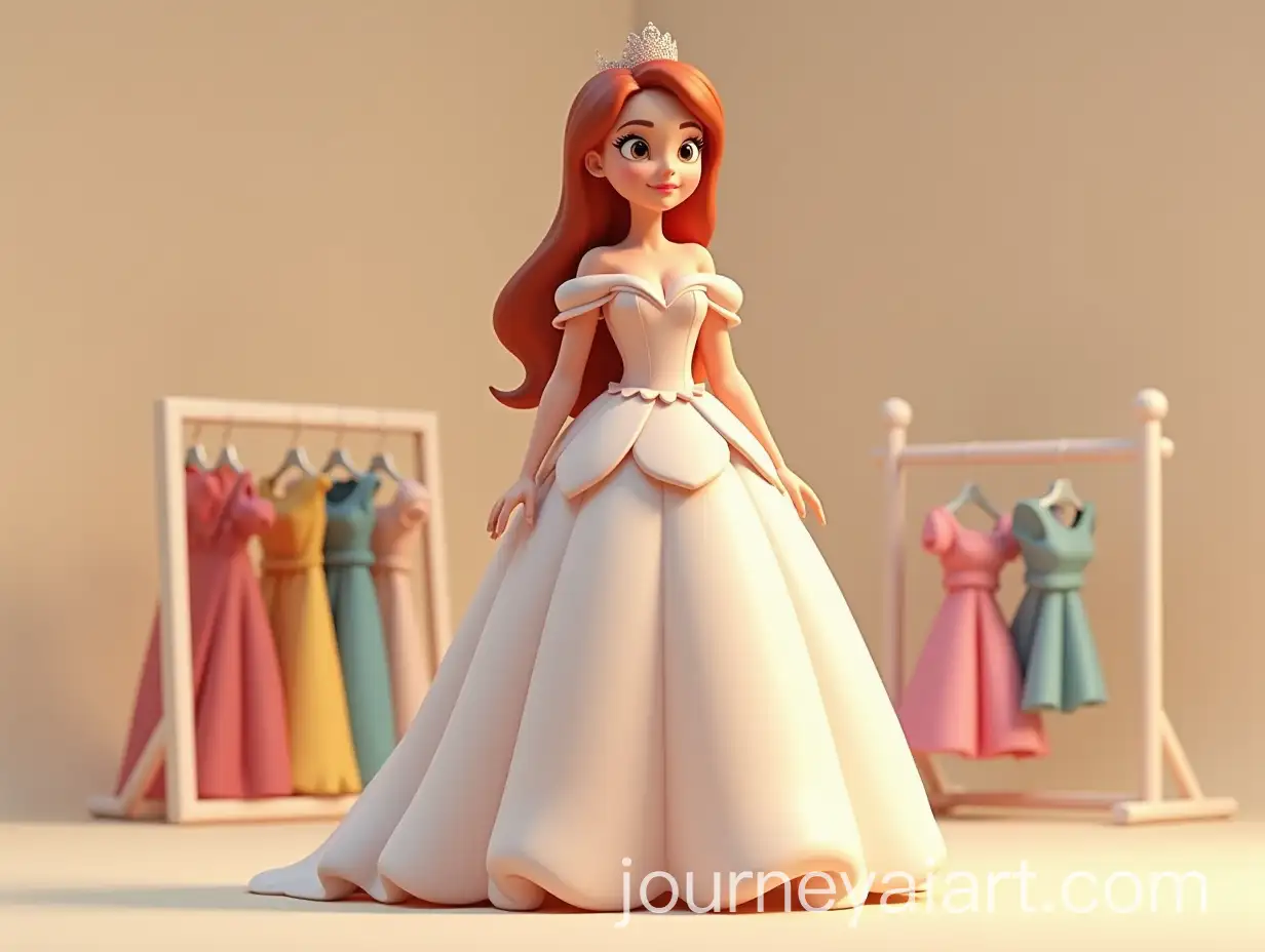 3D-Cartoon-Character-Woman-in-LightColored-Princess-Dress-and-Ironman-Disney-Style