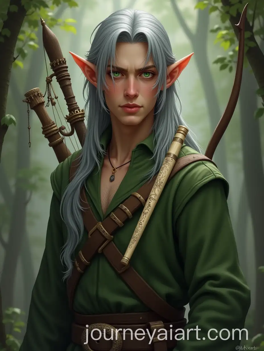 Severe-Elf-with-Grey-Hair-and-Green-Eyes-in-Fantasy-Forest-Setting