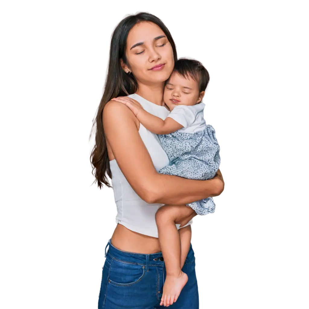 Beautiful-Baby-Girl-Sleeping-in-Mothers-Arms-PNG-Image-CaucasianAsian-Mix