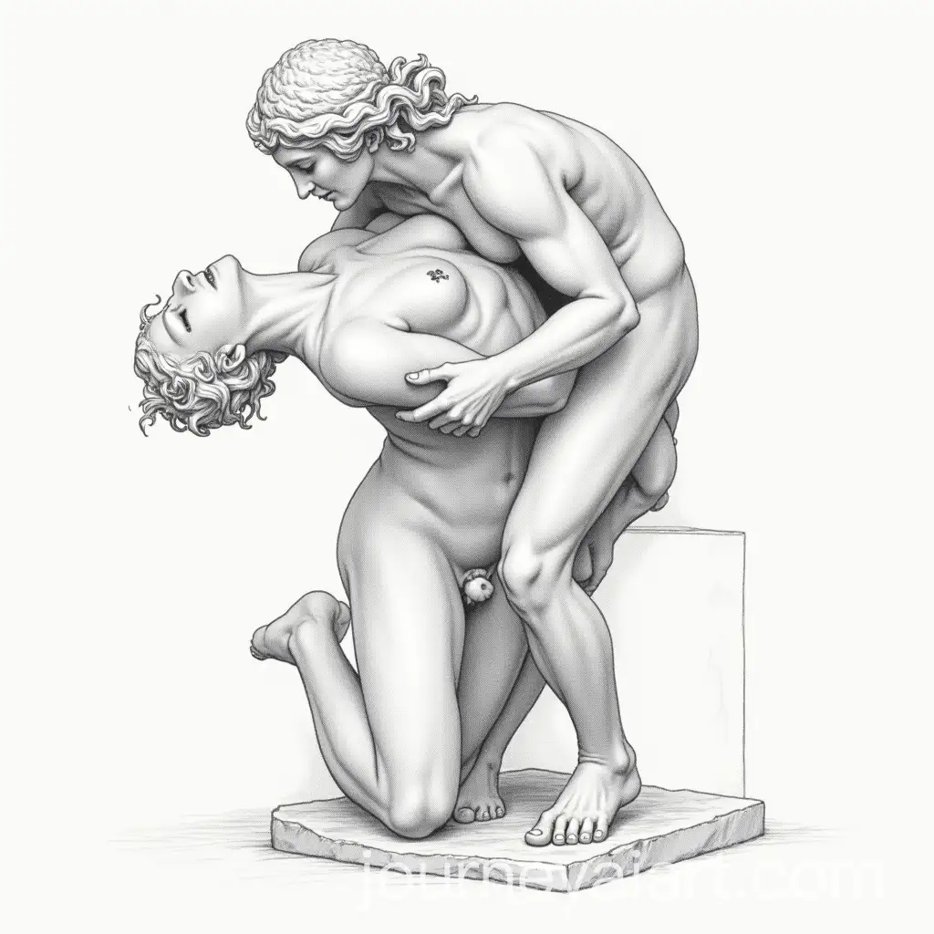 Pencil-Illustration-of-Perseus-and-Medusa-Sculpture