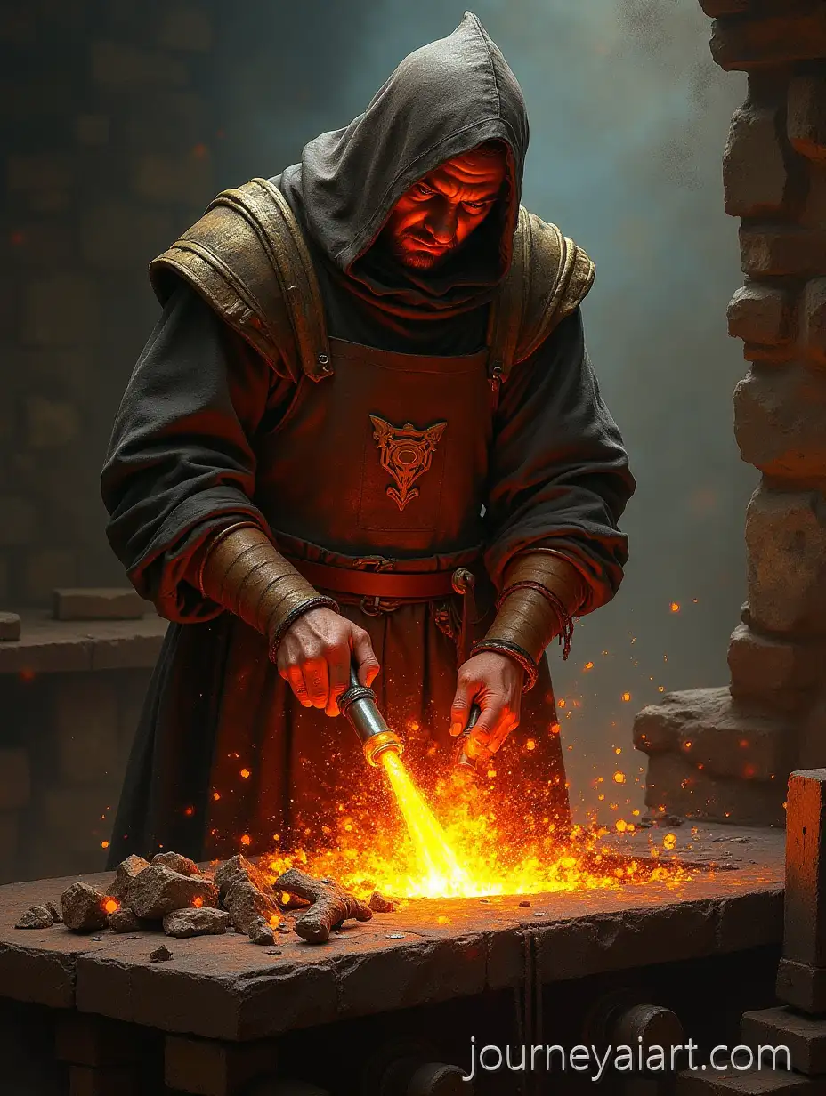 Medieval-blacksmith-forgeAbstract-Fantasy-Blacksmith-Melting-Metal-in-Medieval-Gilded-Age-Forge
