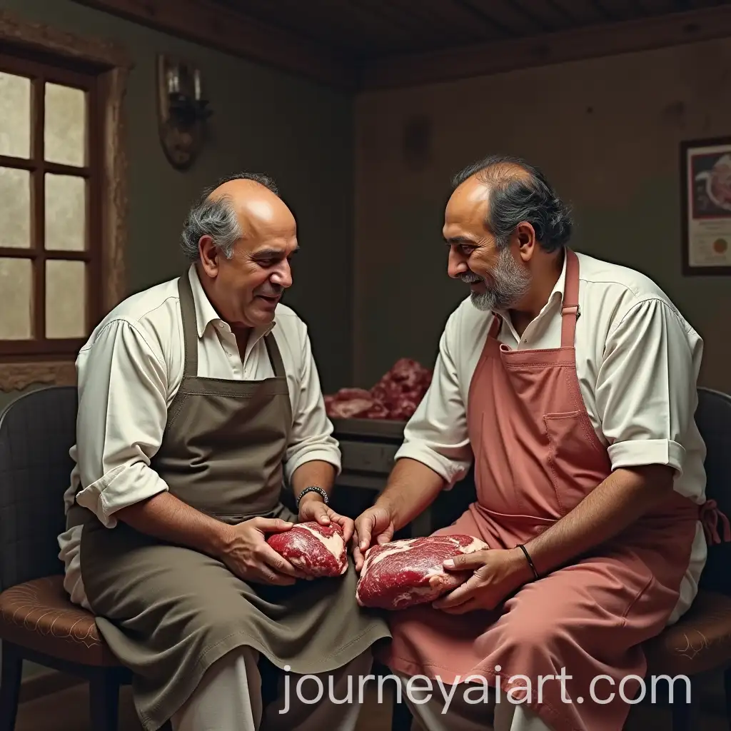Satirical-Image-of-South-Asian-Butchers-Resembling-Shahbaz-Sharif-and-Nawaz-Sharif-in-a-Rustic-Meat-Shop