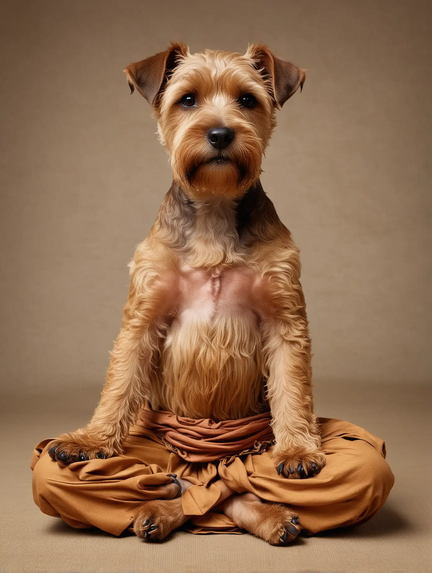 Brown-Hair-Patterdale-Terrier-Meditating-in-Lotus-Position