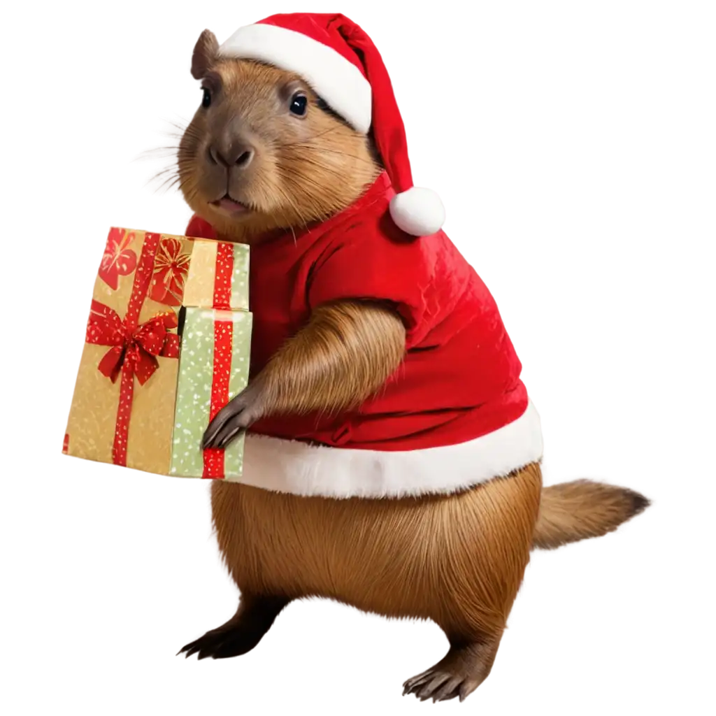 Capybara-as-Santa-Claus-with-a-Bag-of-Presents-PNG-HighQuality-Holiday-Artwork