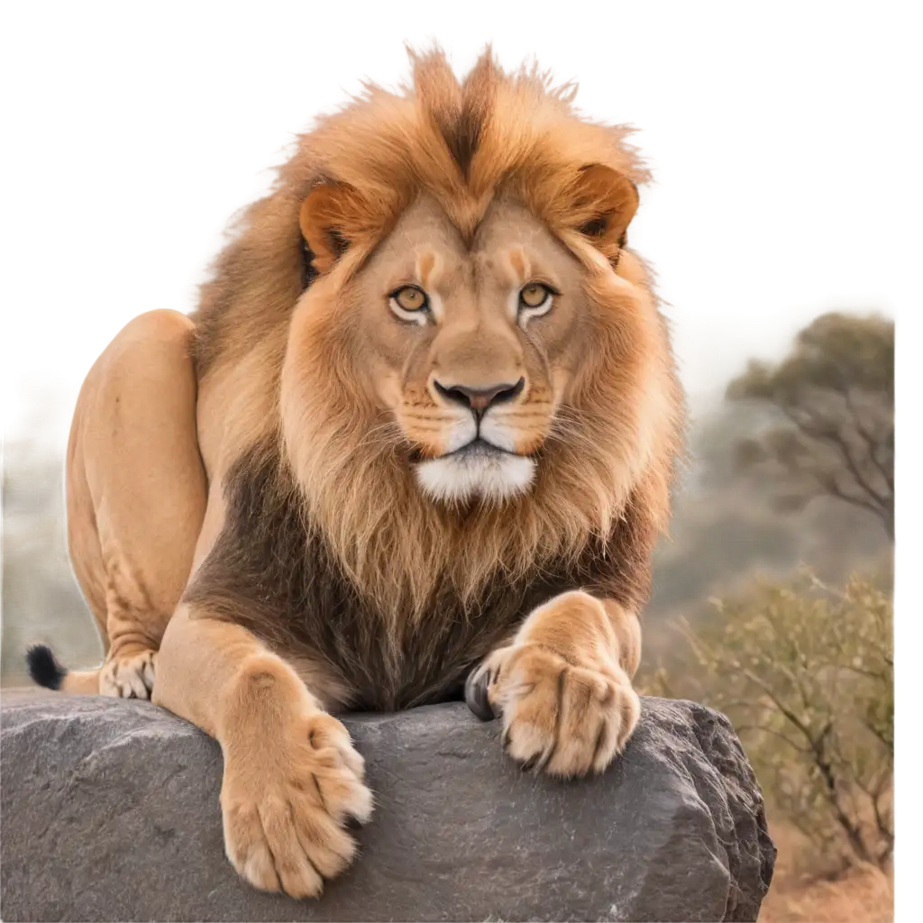 Majestic-Lion-PNG-Image-Capturing-Regality-and-Serenity-in-the-African-Savanna