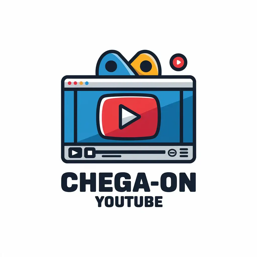 a vector logo design,with the text "chega-on YouTube", main symbol:a YouTube-like video platform where only PG-13 content can be uploaded,complex,clear background