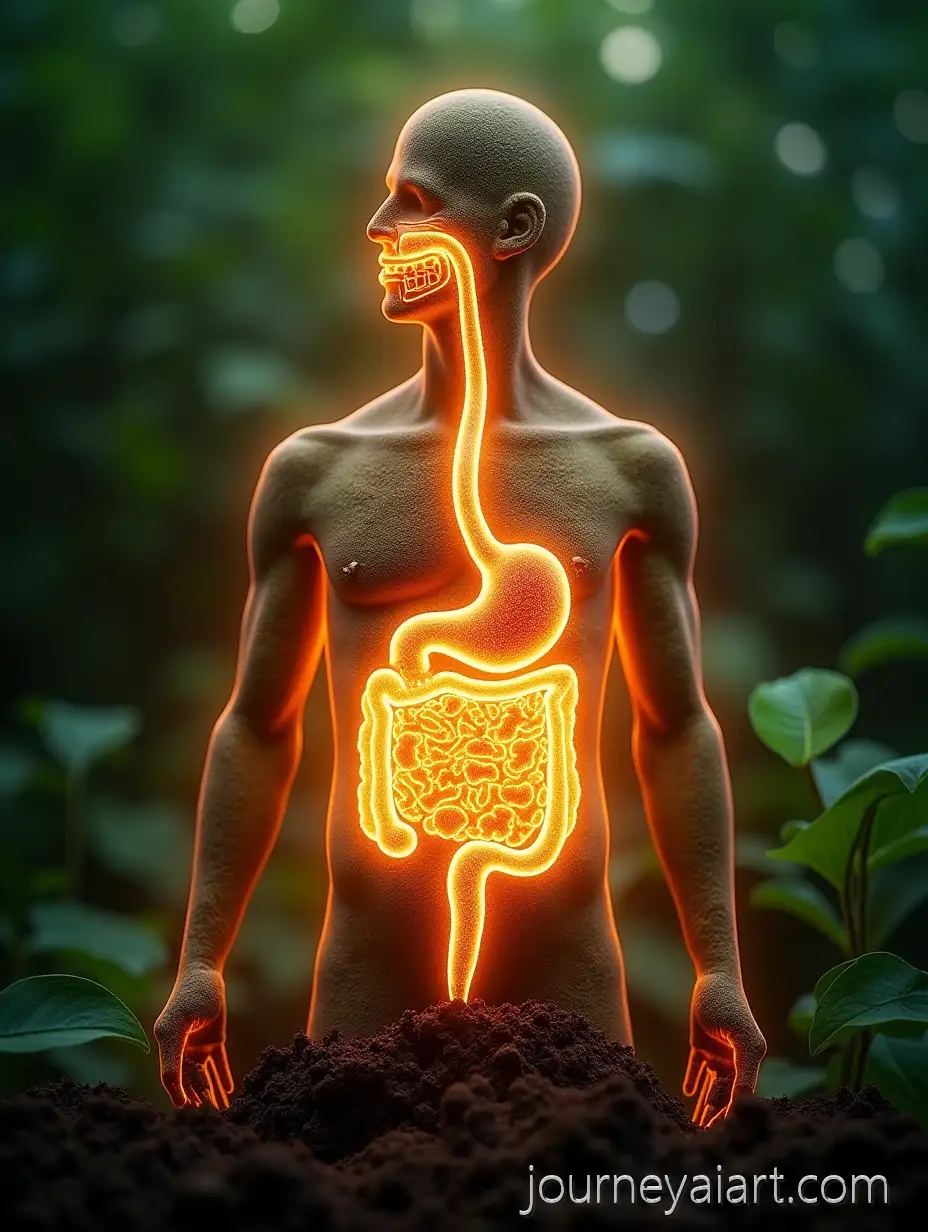 Glowing-Human-SilhouetteGlowing-Human-Silhouette-Digestive-System-with-Radiant-Digestive-System-Surrounded-by-Lush-Greenery-and-Soil-Textures-Symbolizing-Gut-Health