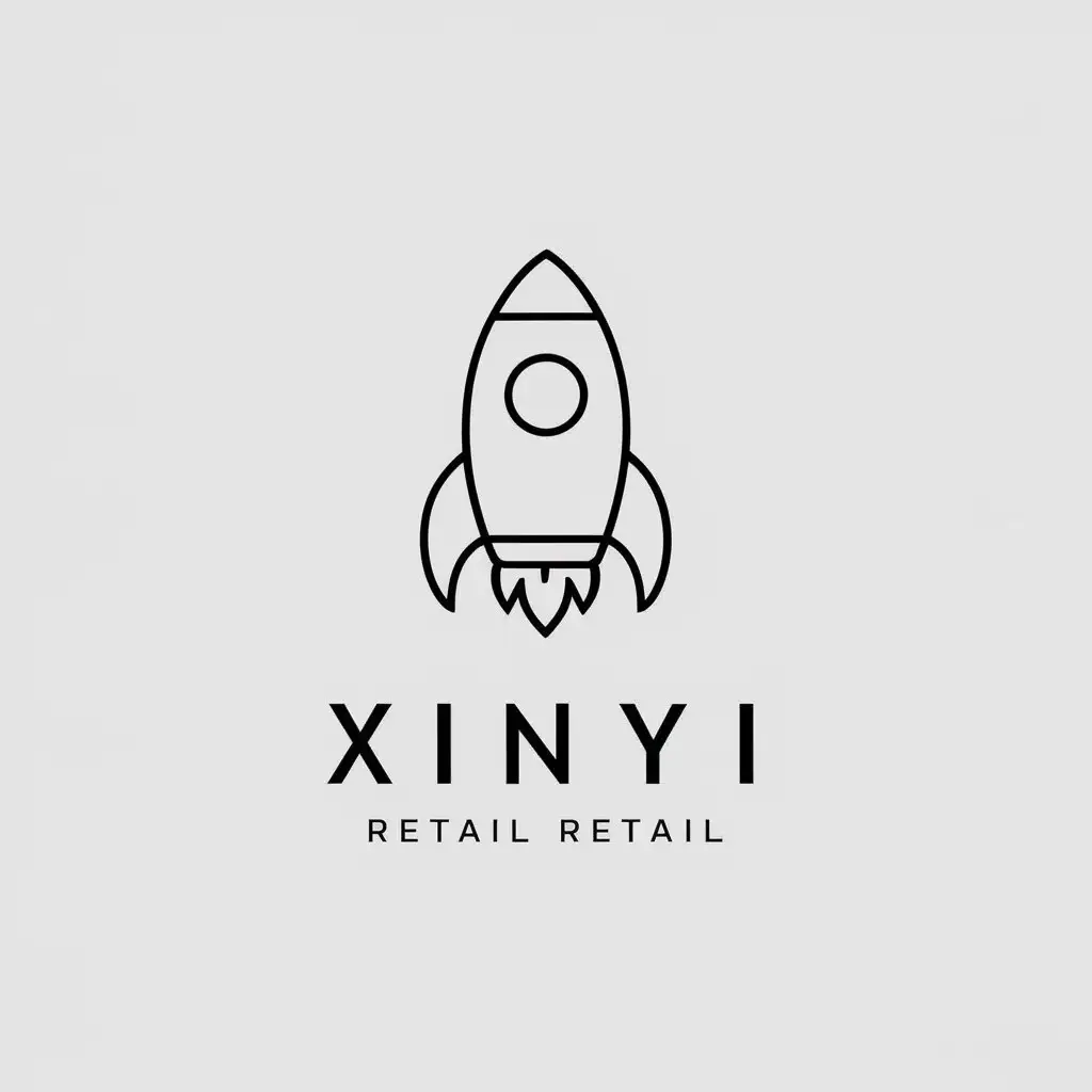 a vector logo design,with the text "XinYi", main symbol:rocket,Minimalistic,be used in Retail industry,clear background