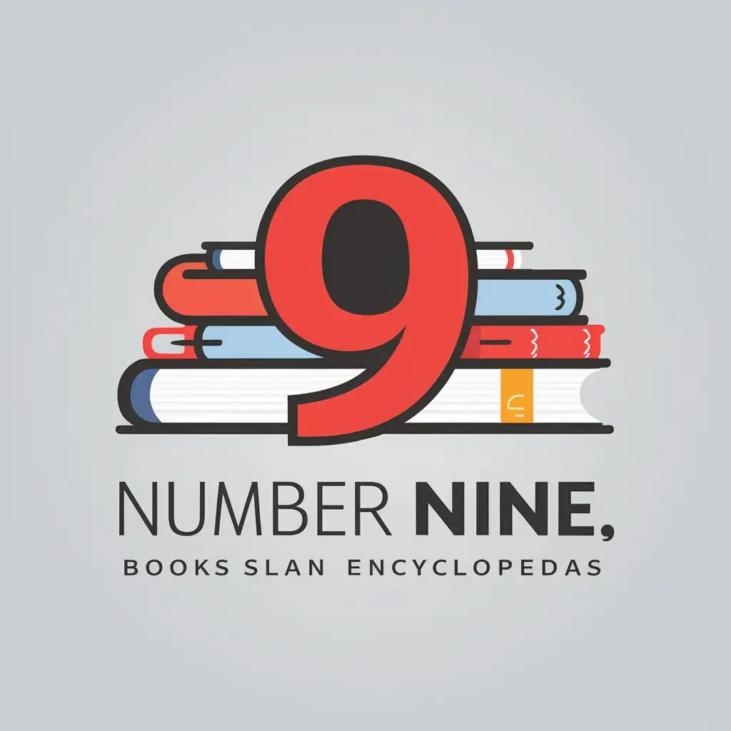 LOGO Design For Number Nine Books and Encyclopedias with Clear Background