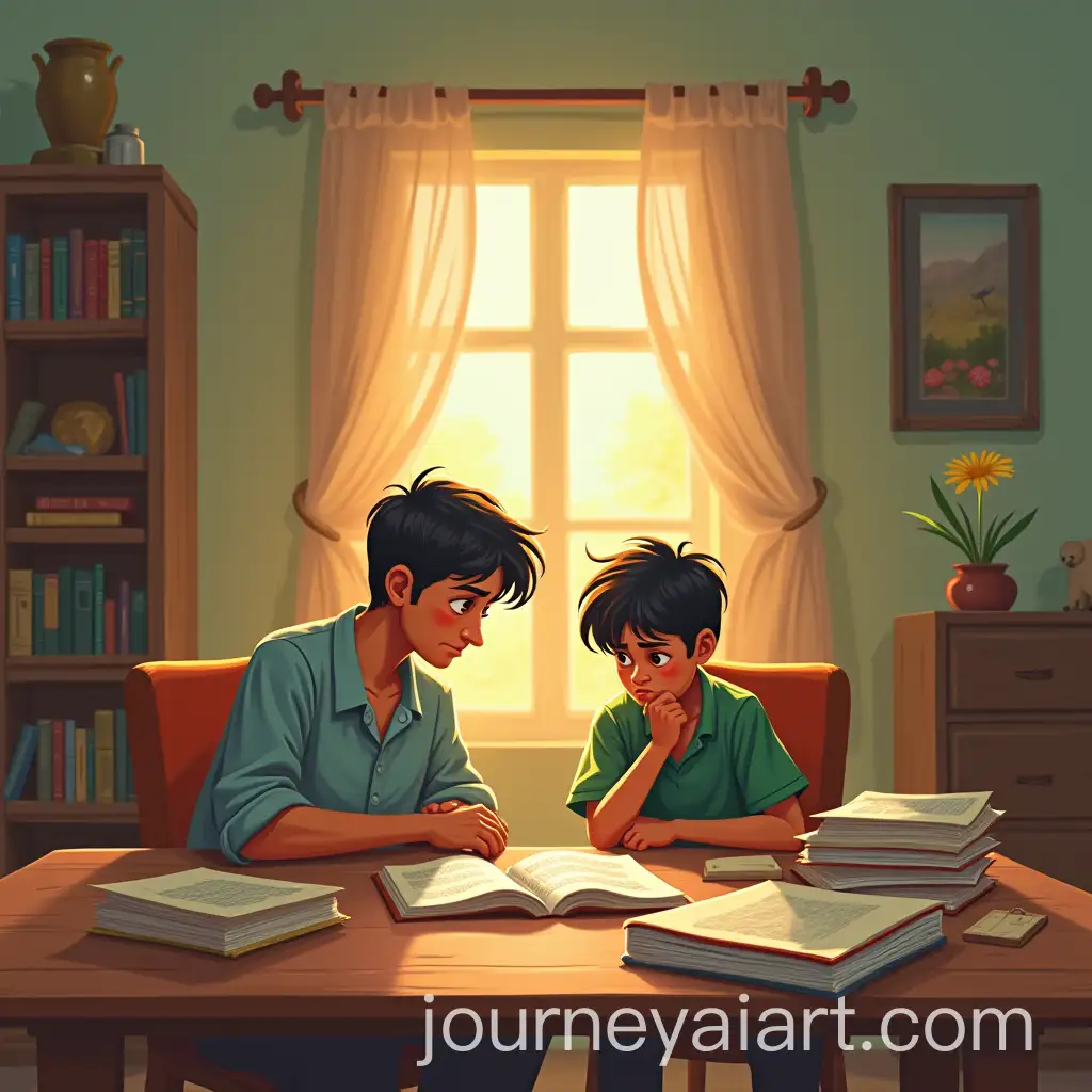 Young-Boy-Discussing-Happiness-and-Peace-with-Father