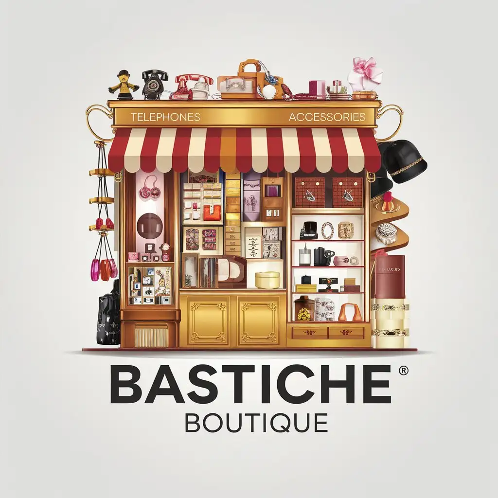 LOGO Design for Bastiche Boutique Vibrant Elegant with Toy Jewelry and Gift Elements