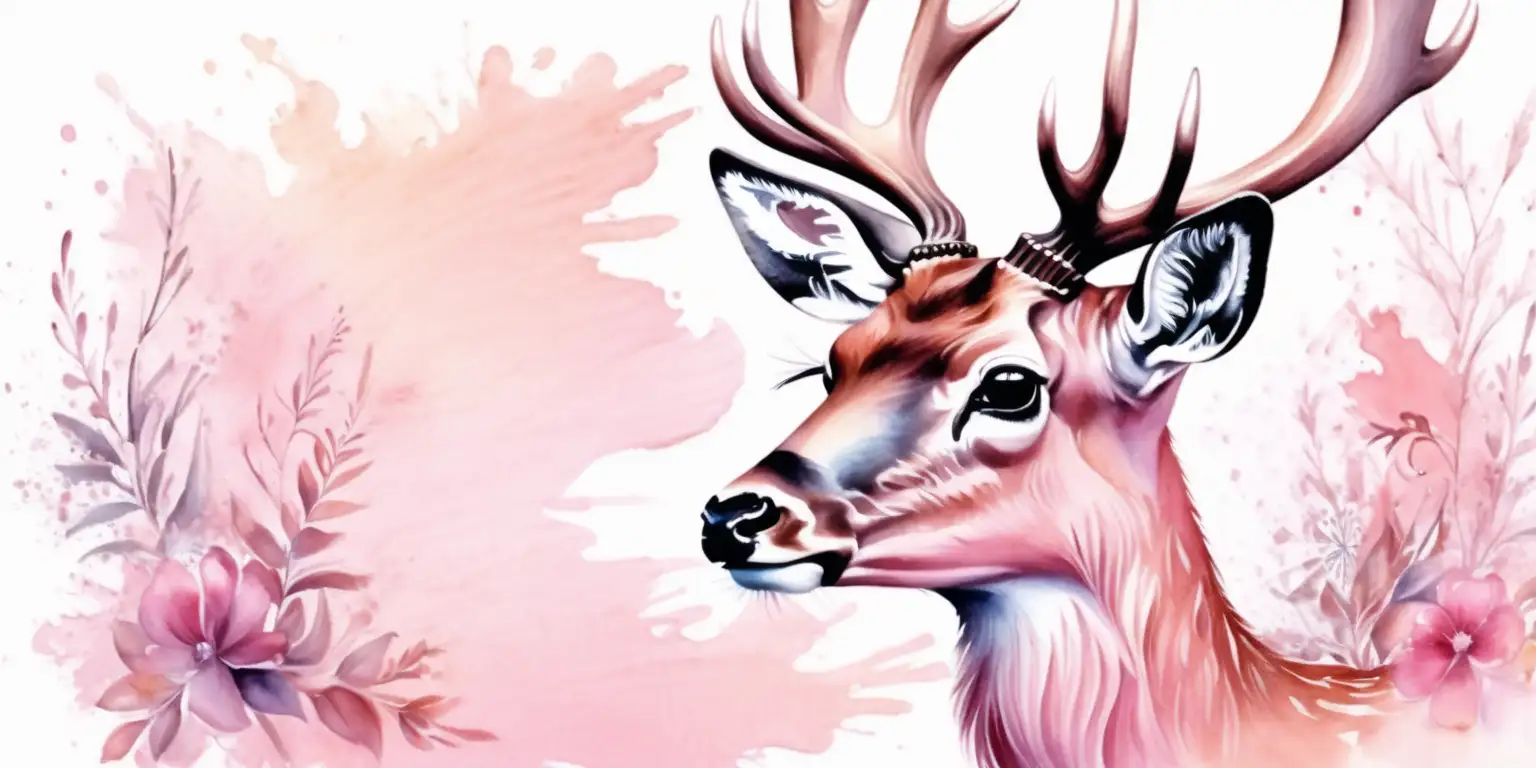 Elegant Deer in Soft Pink Watercolor Style