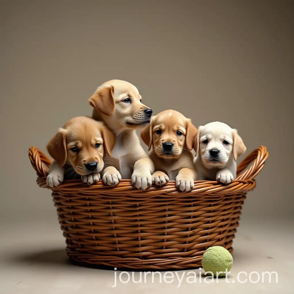 Wicker-Basket-Filled-with-Playful-Puppies-of-Different-Breeds